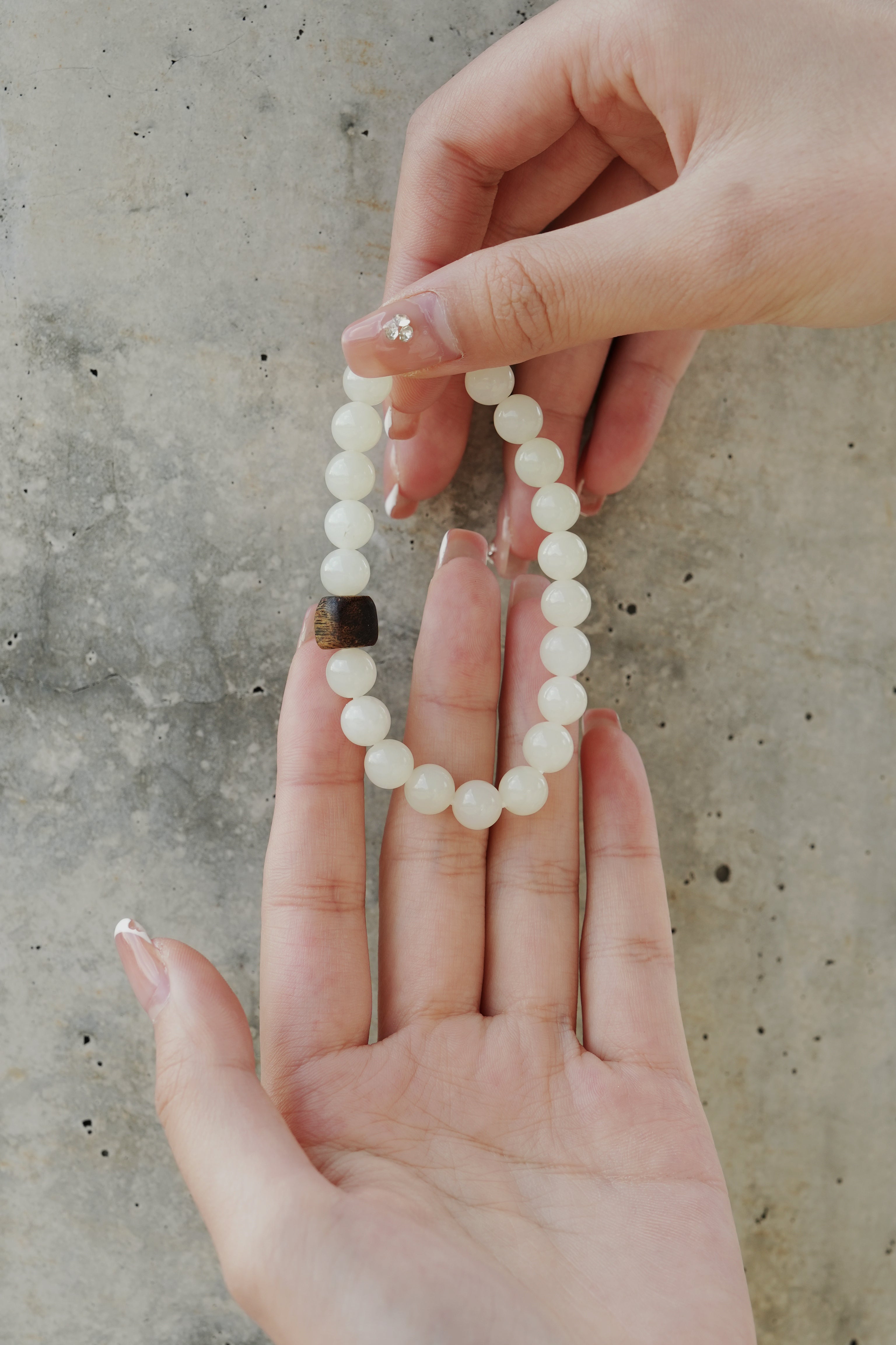 Natural Agarwood & Hetian Jasper Bracelet