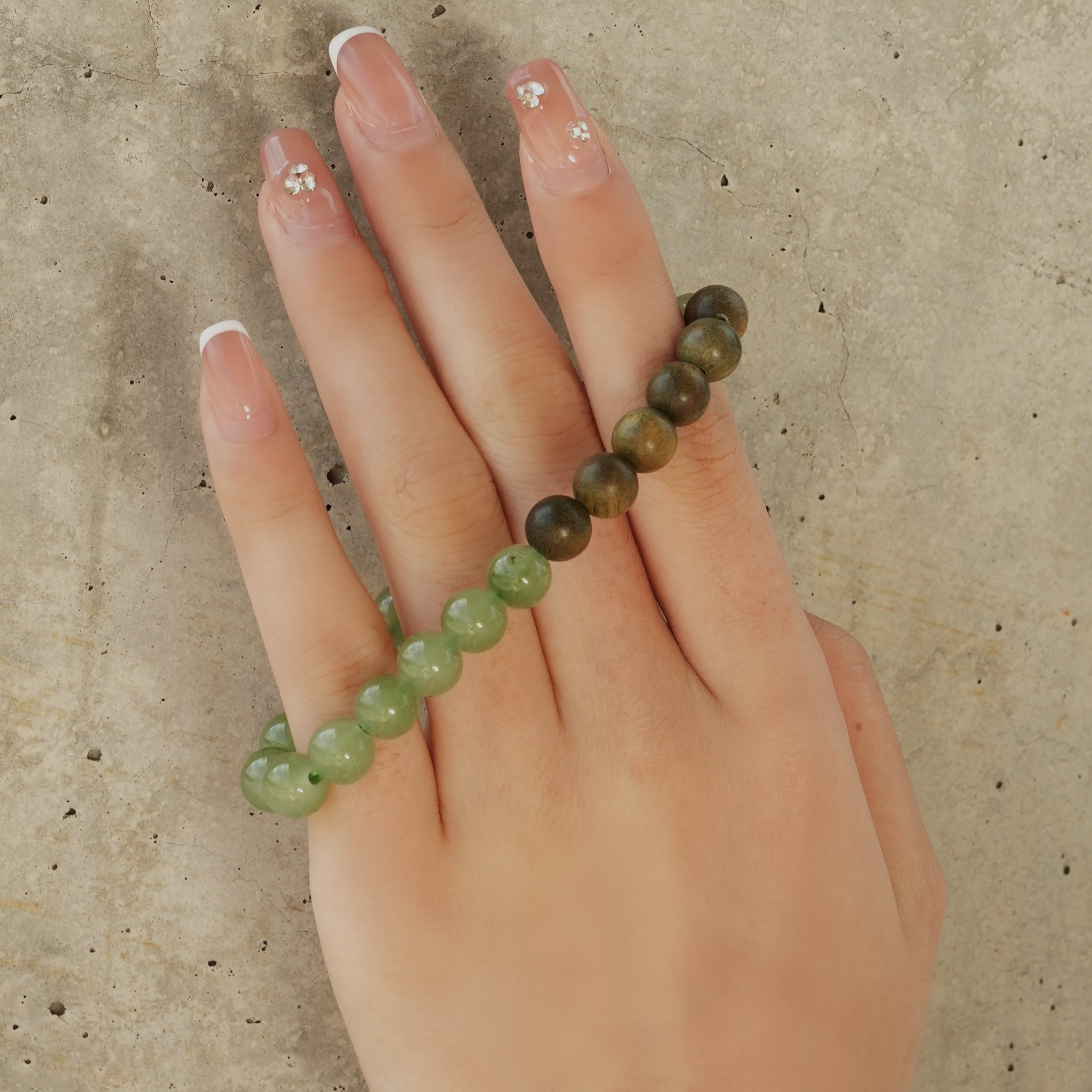 Handmade Beads Zen Elegant Oriental Natural Jade Green Sandalwood Bracelet Blessing Bracelet