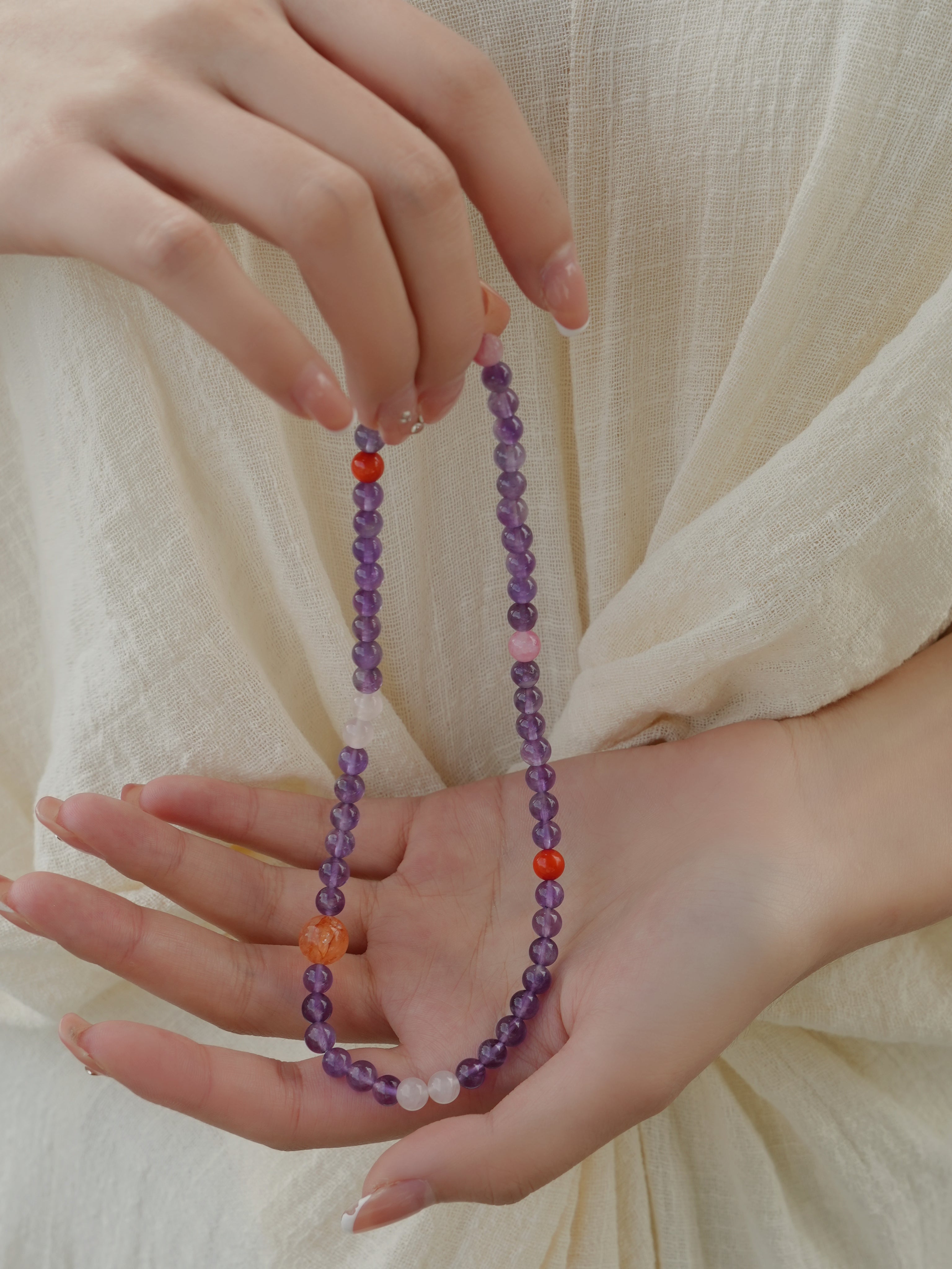 Multi-Layer Amethyst Beaded Bracelet Natural Crystal Bracelet Calming Down