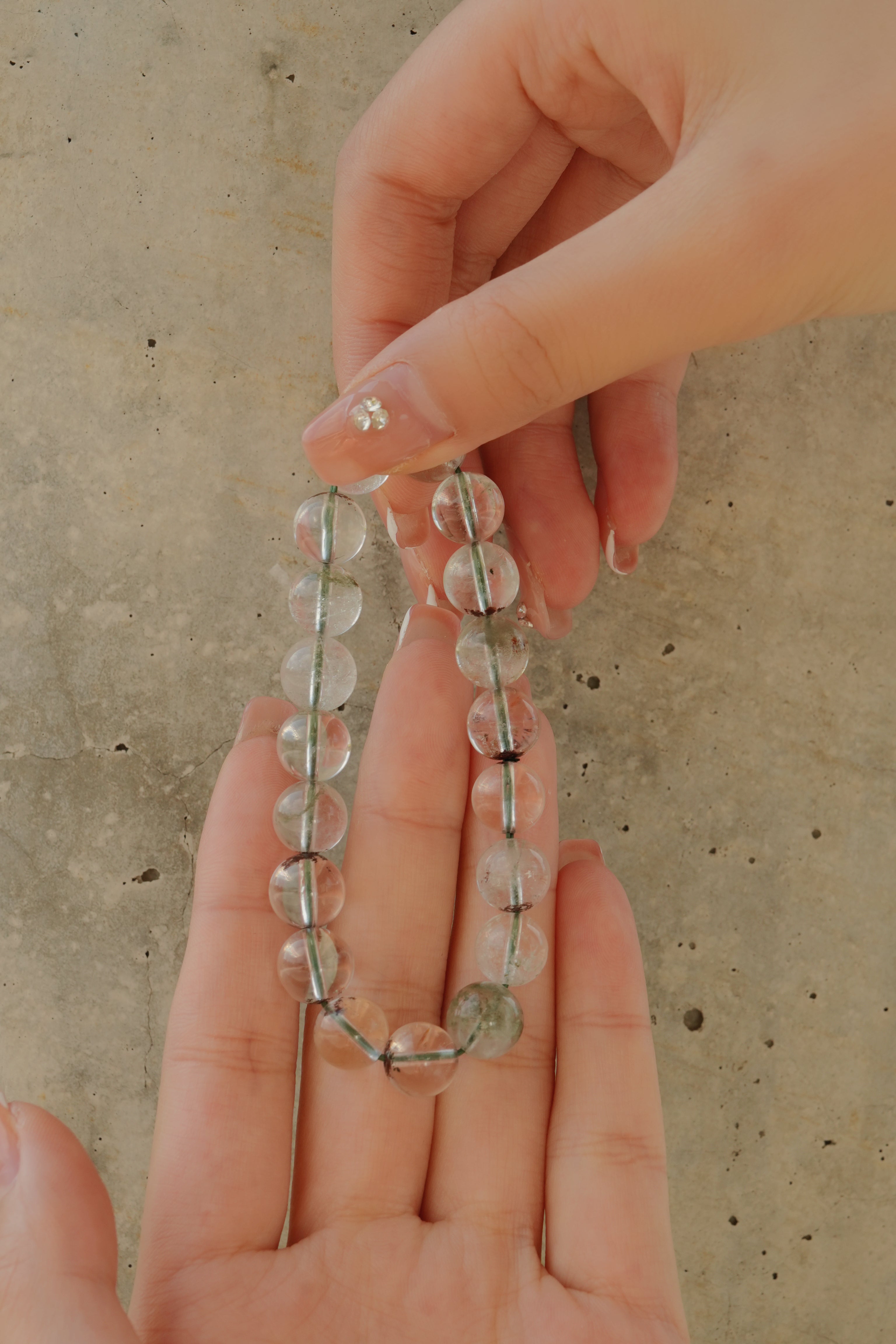 DIY Handmade Beaded Natural Green Ghost Bracelet Pure Healing Crystal Bracelet