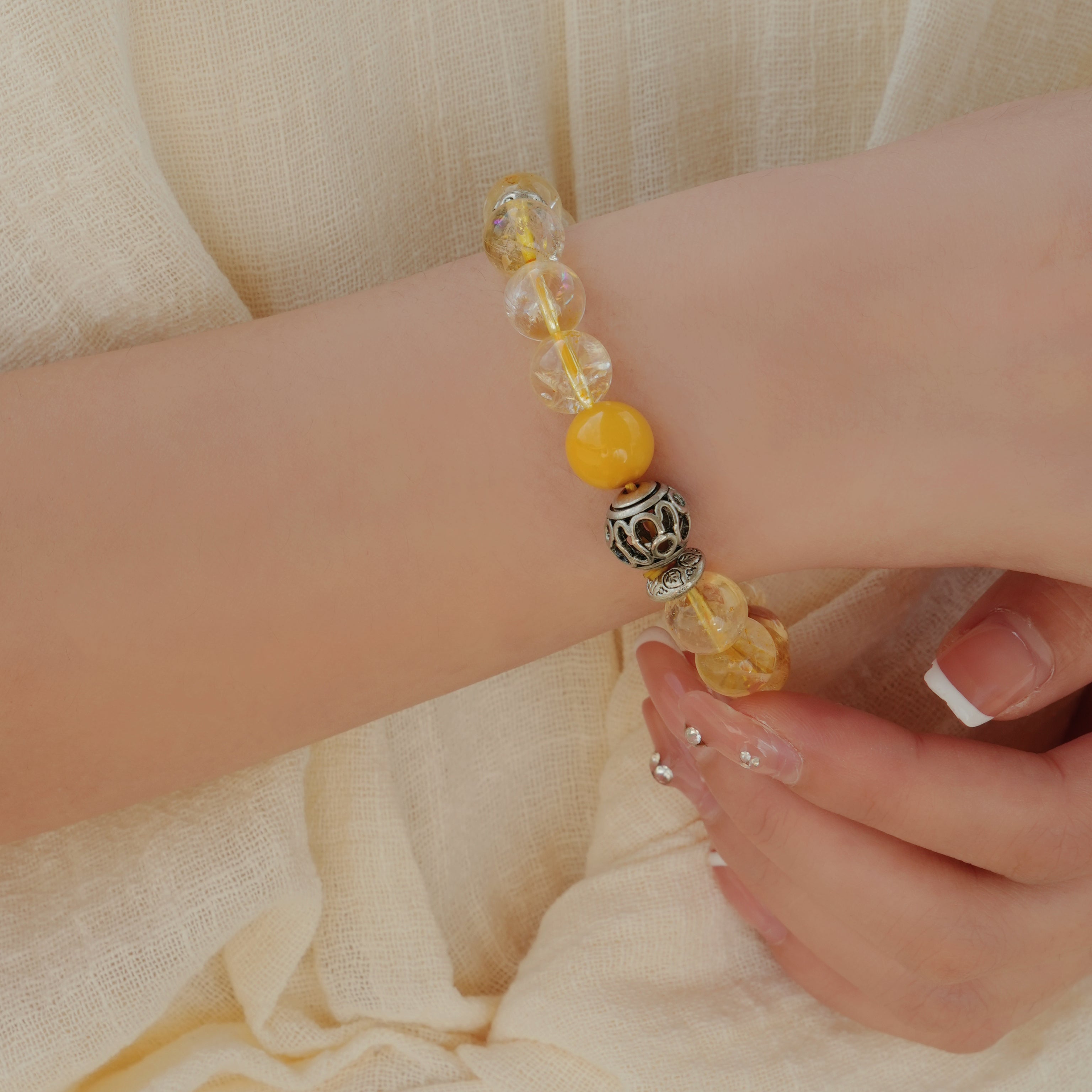 Natural Citrine & Mala Bracelet