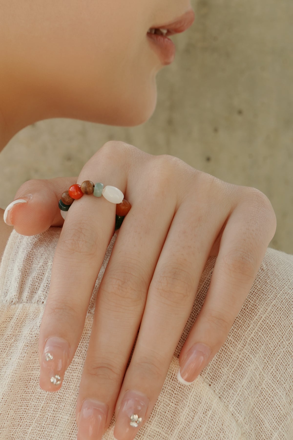 Multi-Gemstone Handmade Elastic Ring