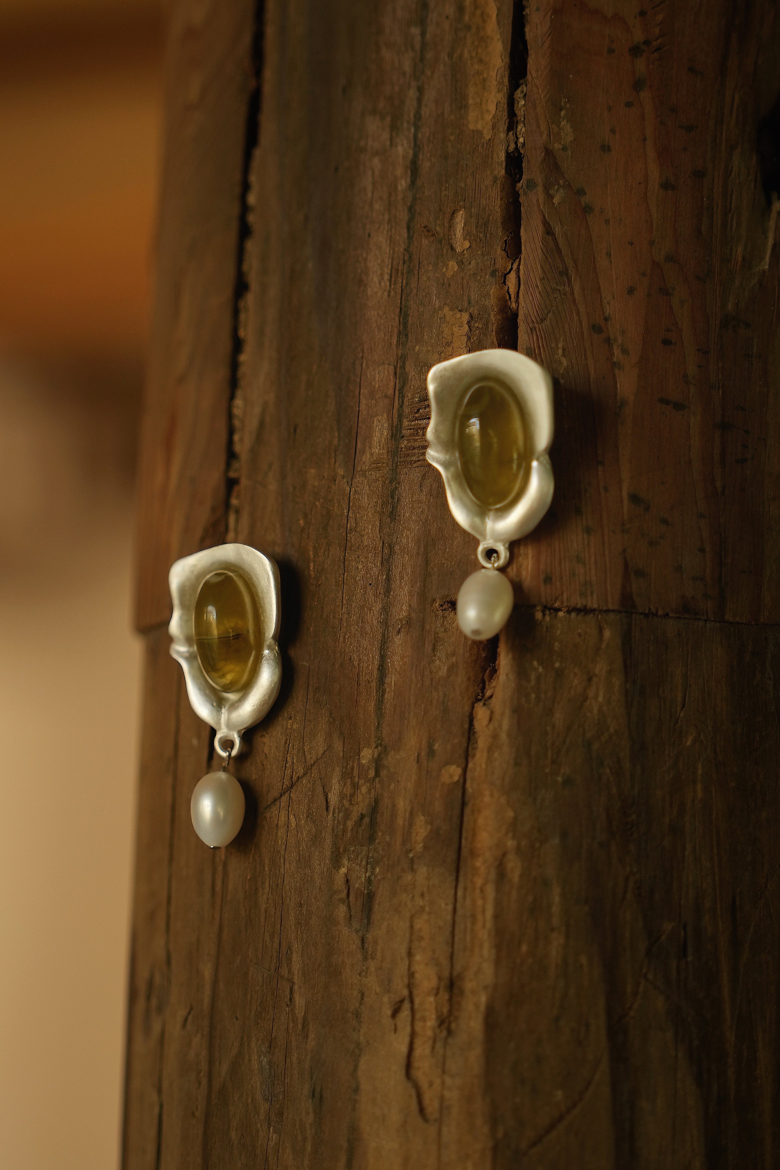 Freshwater Pearl Irregular Earrings Silver Natural Style Earrings