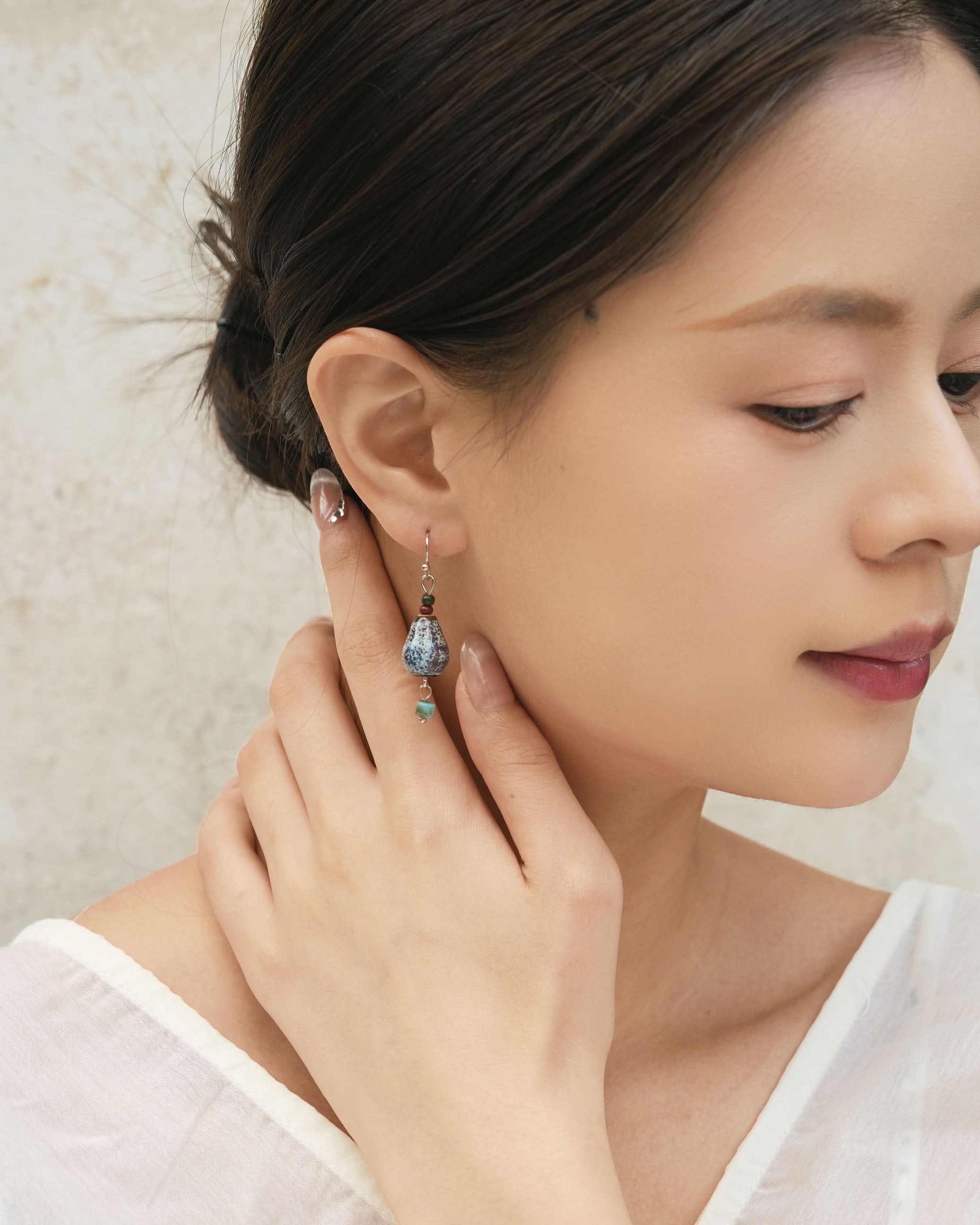Kiln Artistry Ceramic Gourd Drop Earrings