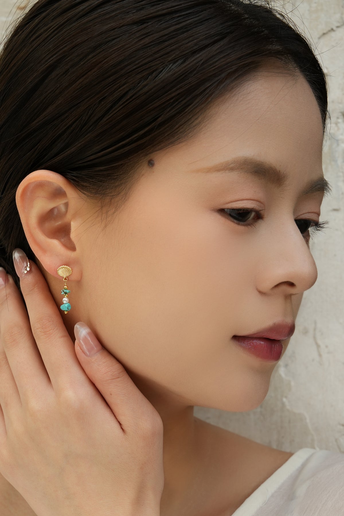 Turquoise & Seashell Pearl Drop Earrings