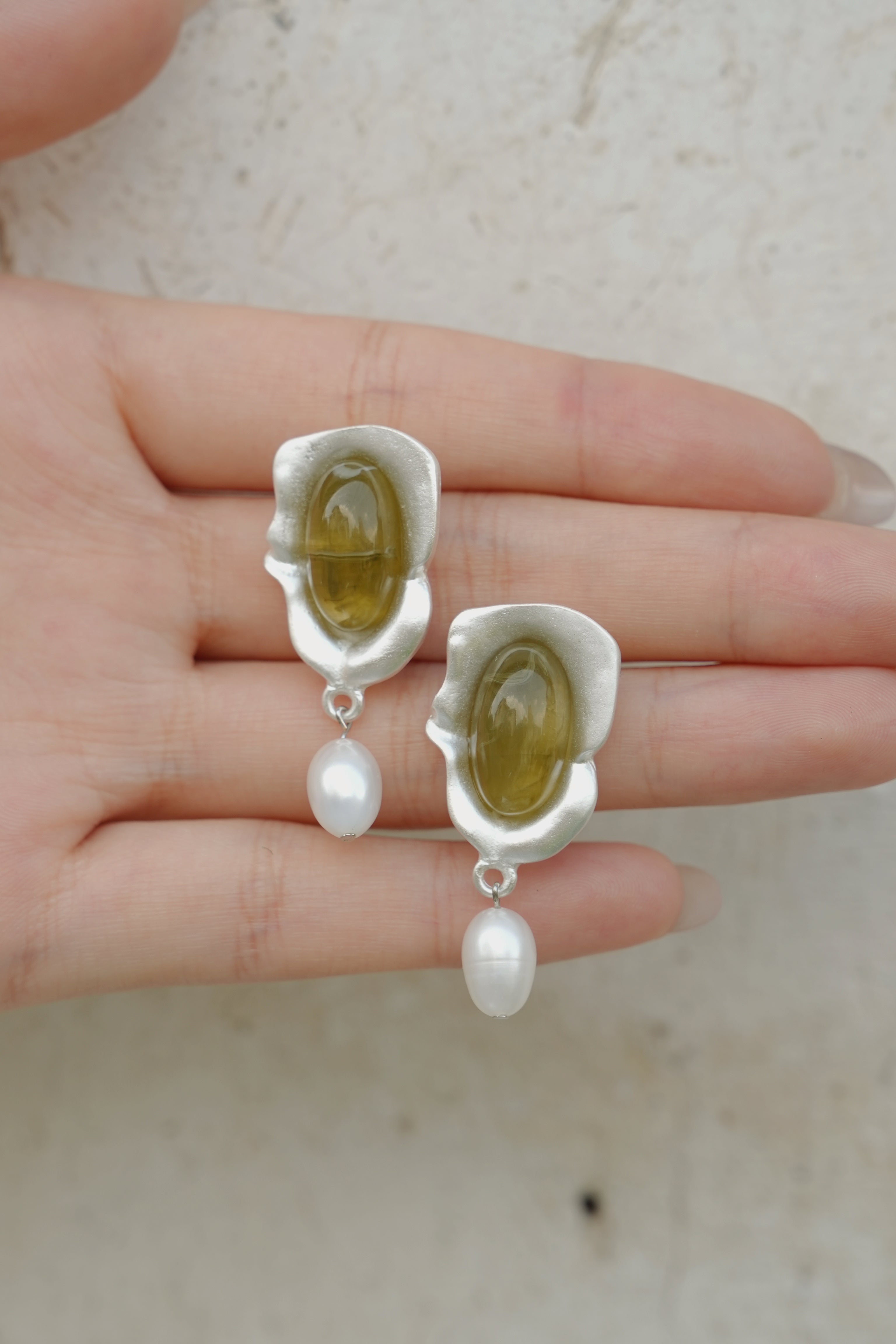 Freshwater Pearl Irregular Earrings Silver Natural Style Earrings