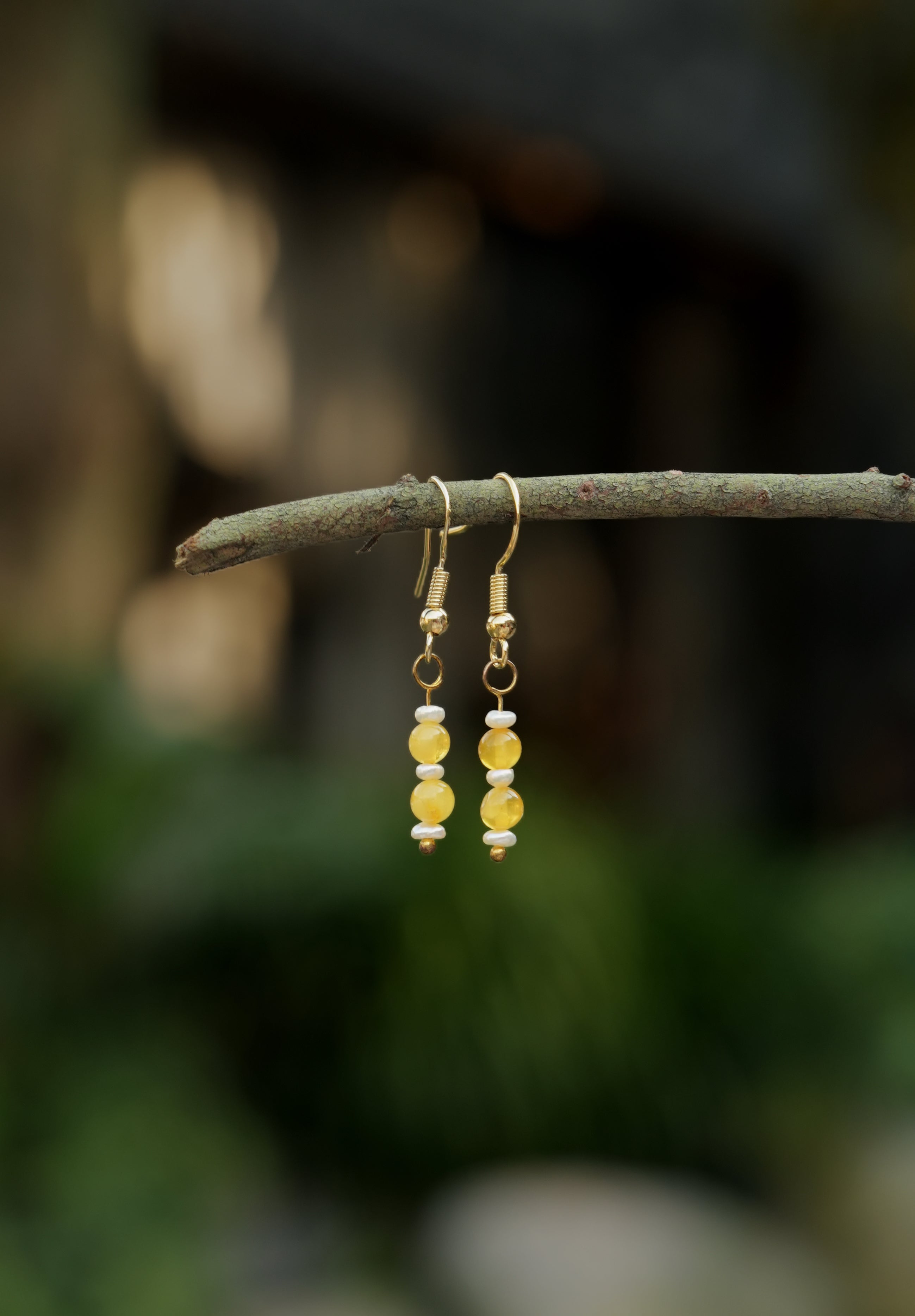 Natural Pearl Mala Agate Drop Earrings
