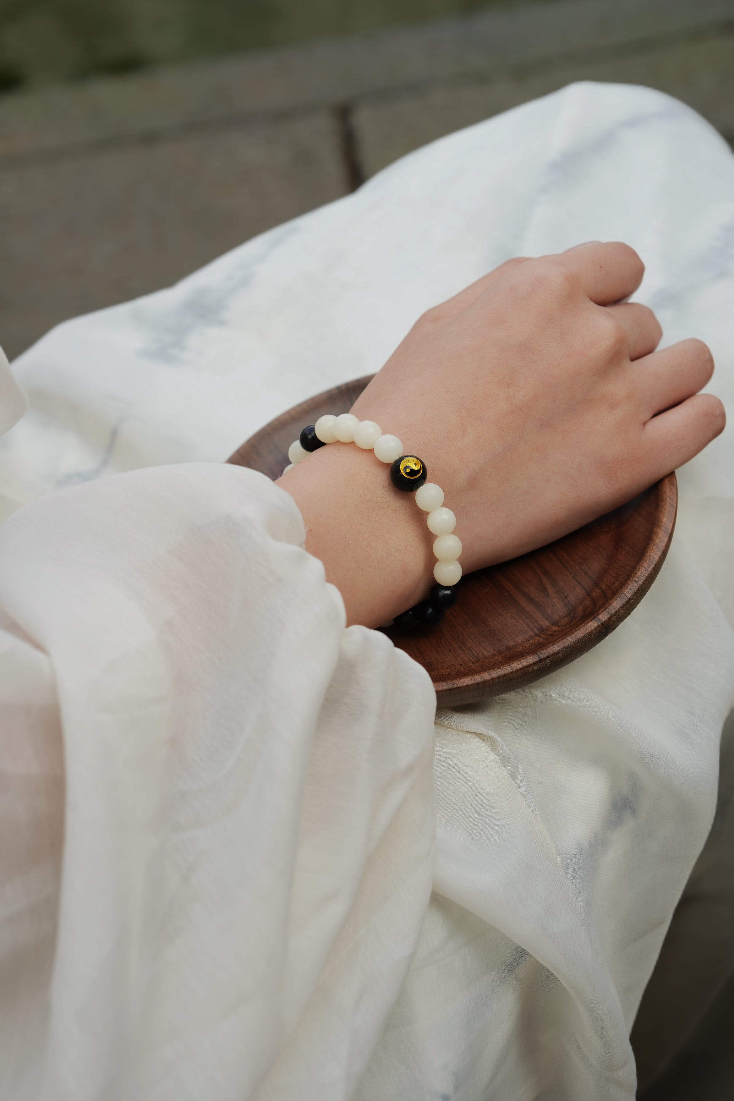 Ebony Wood & Bodhi Seed Zen Bracelet