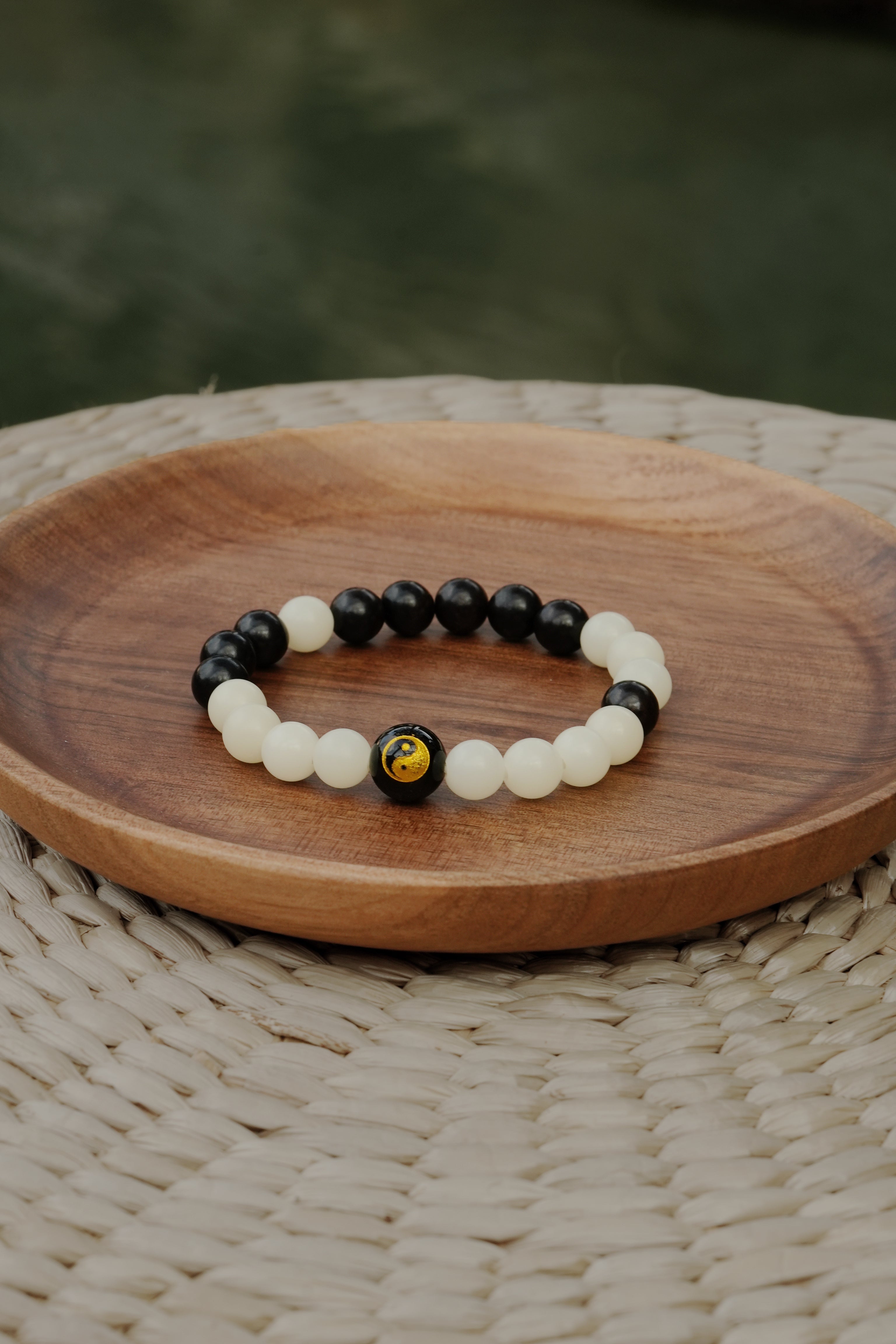 Ebony Wood & Bodhi Seed Zen Bracelet