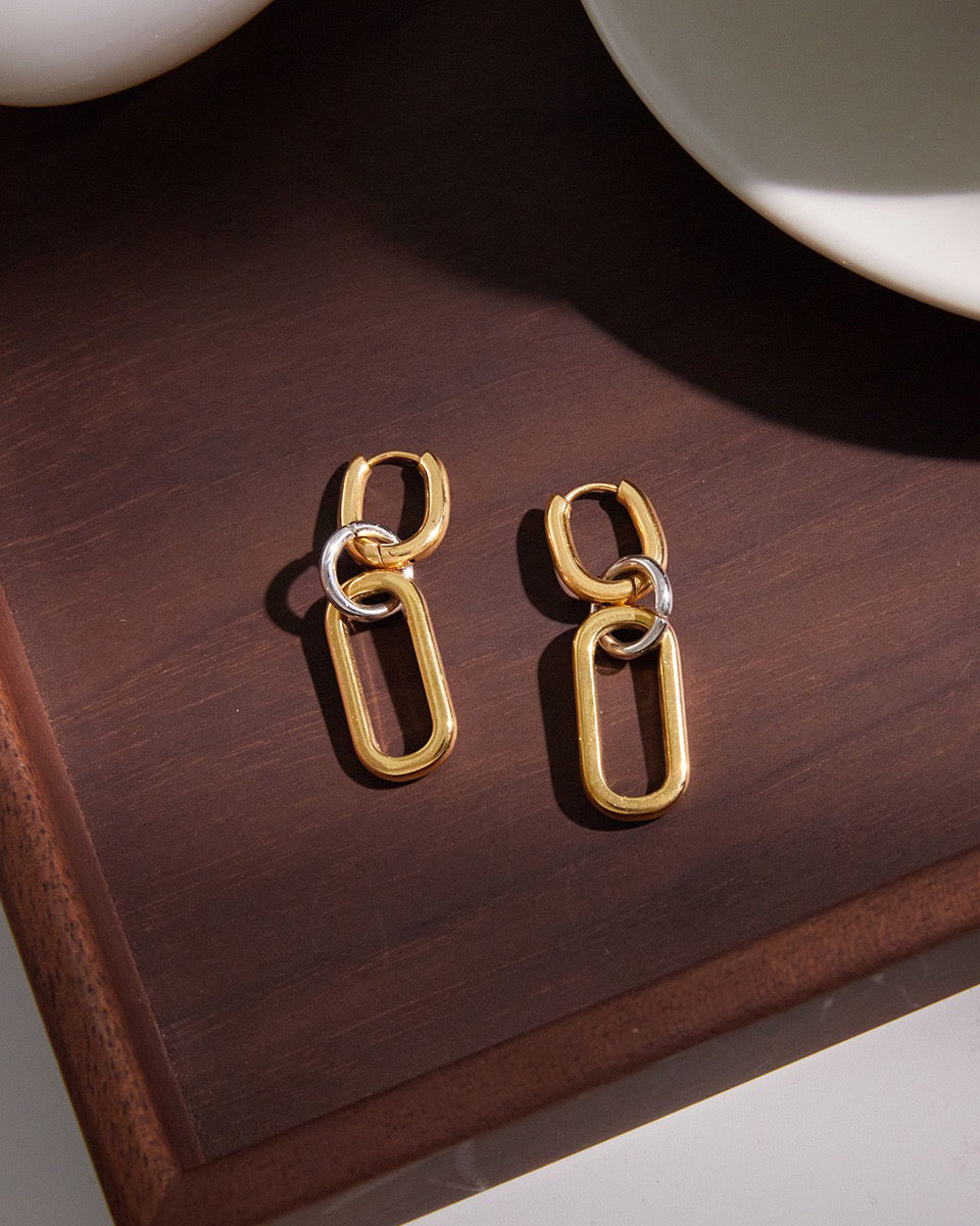 Two-Tone U-Shaped Earrings