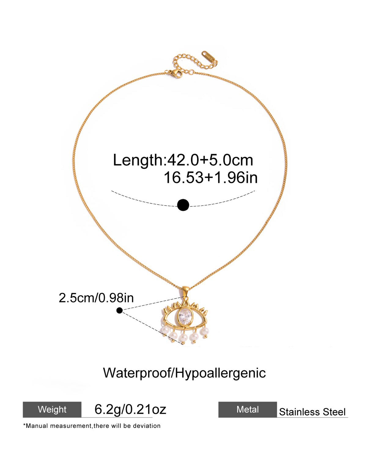 White Crystal Evil Eye Necklace