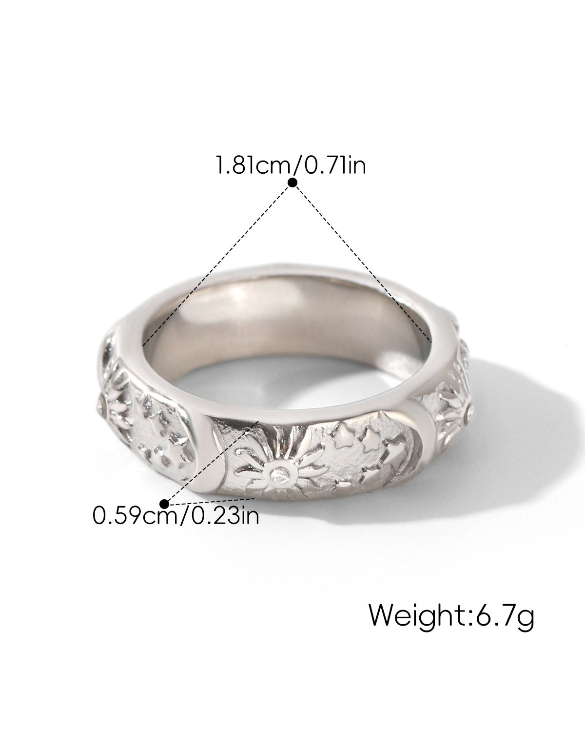 Vintage Sun Moon Silver Ring