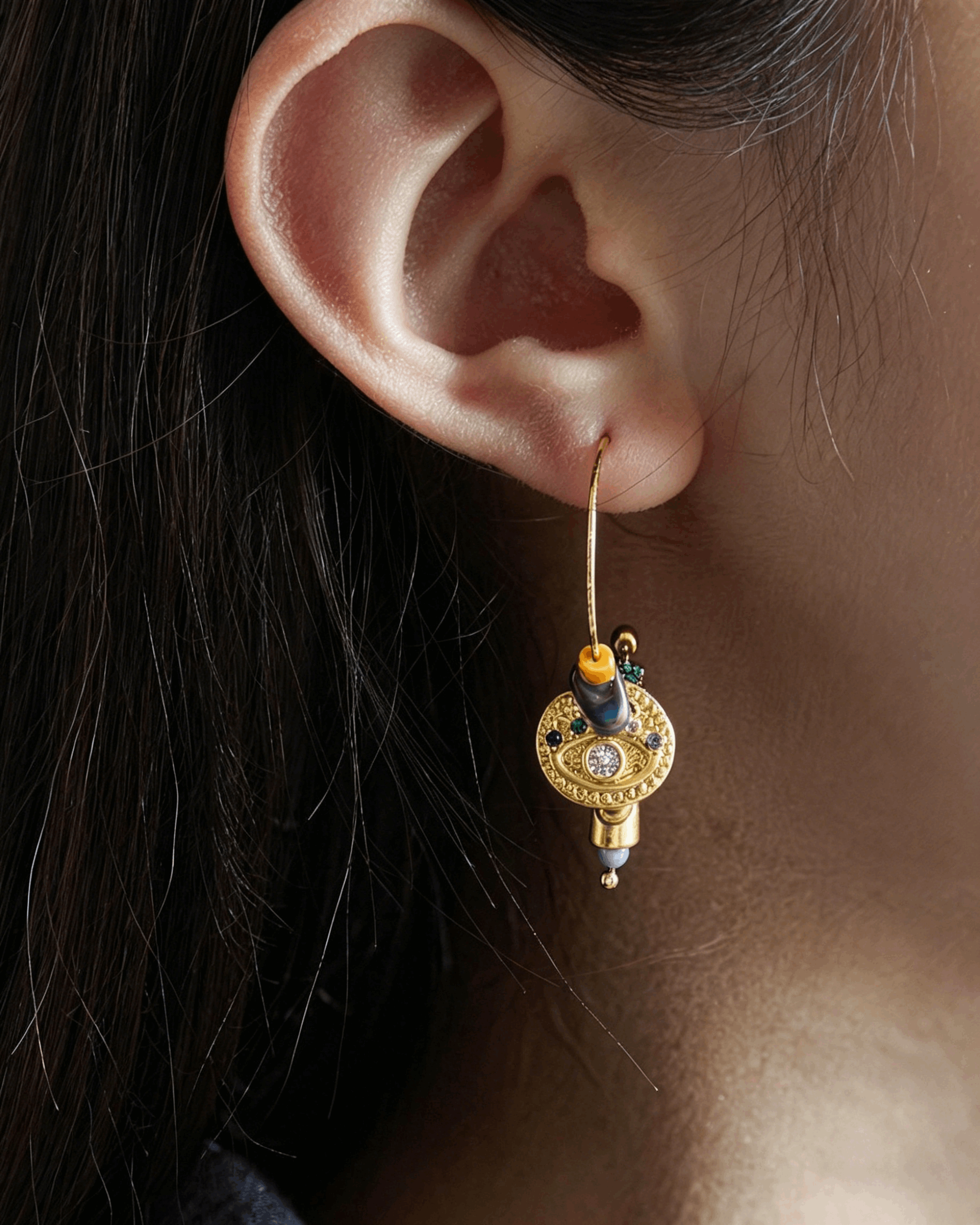 Gemstone Evil Eye Earrings