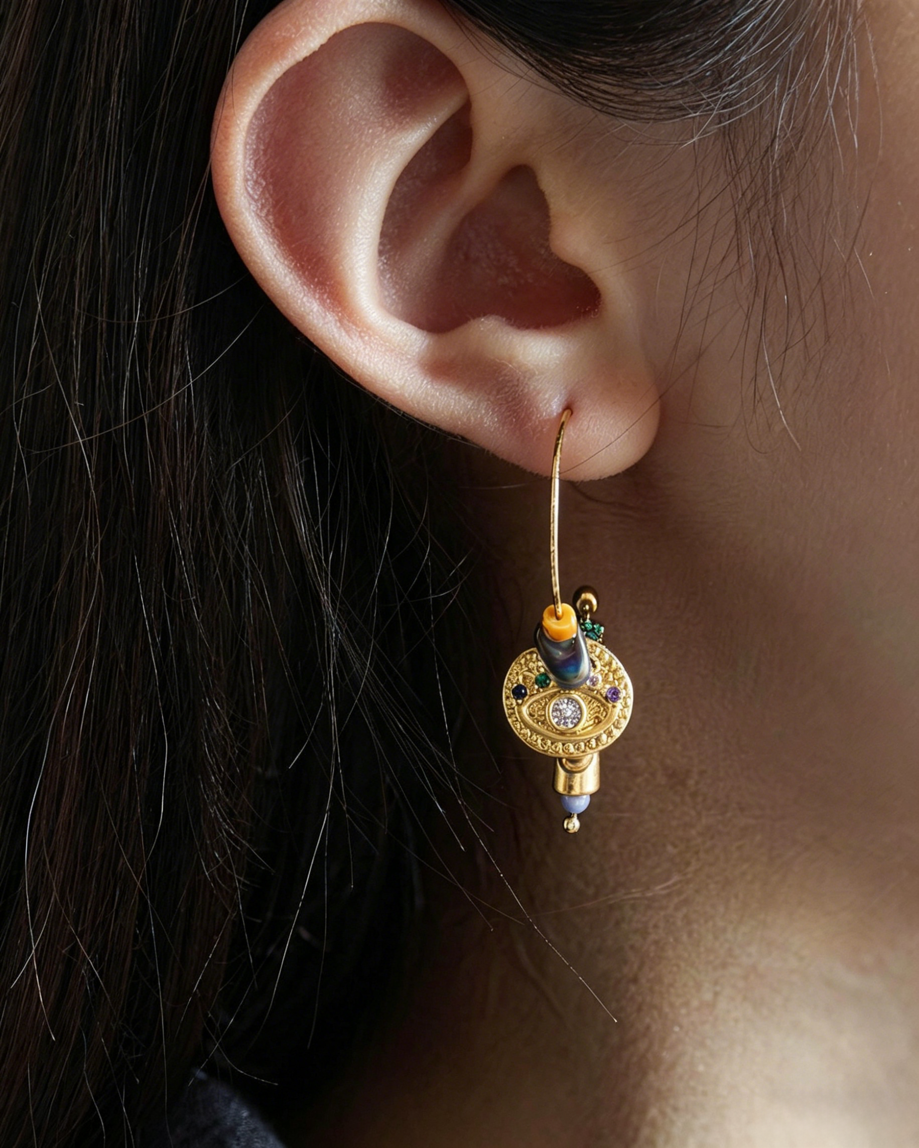 Gemstone Evil Eye Earrings