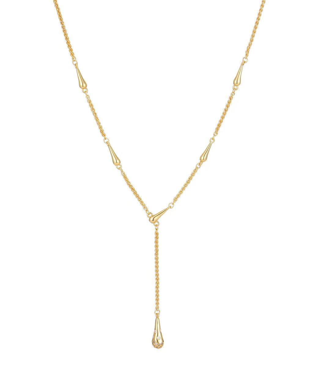 Zircon Layered Y-Chain Collar Necklace