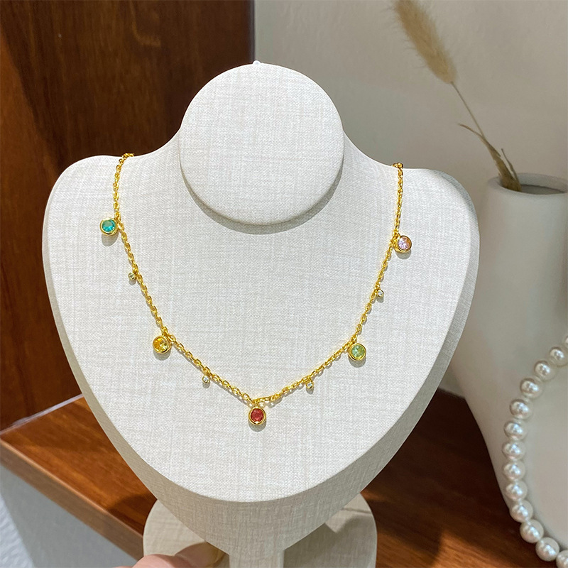 Rainbow Neclace Candy Color Tourmaline Tassel Dopamine Multi-Gemstone Necklace Women's Necklace