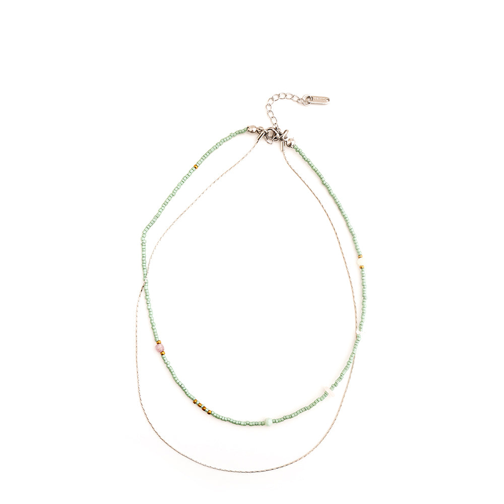 Niche Design Mint Green Double-layer Necklace