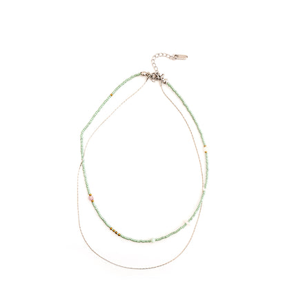 Niche Design Mint Green Double-layer Necklace