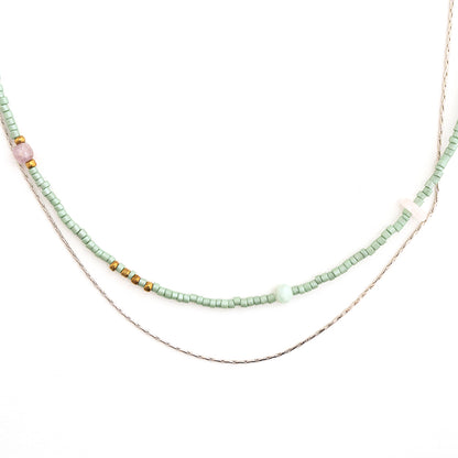 Niche Design Mint Green Double-layer Necklace