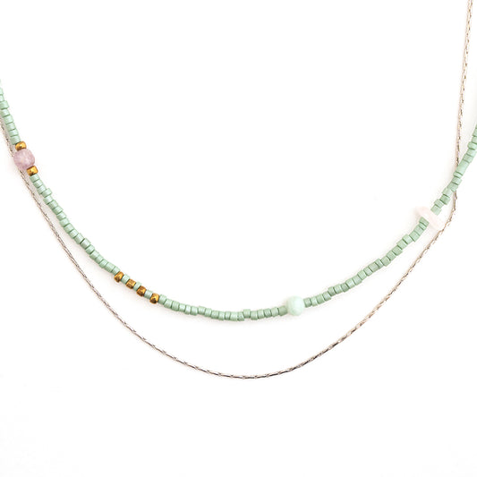Niche Design Mint Green Double-layer Necklace