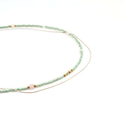 Niche Design Mint Green Double-layer Necklace