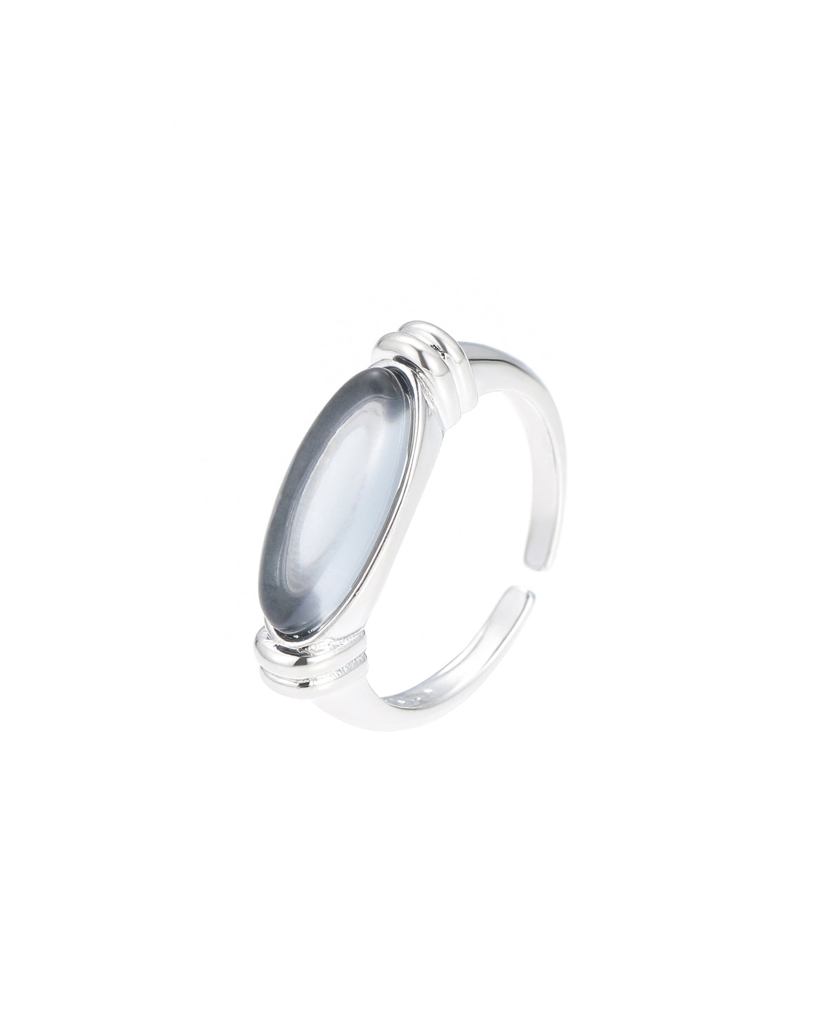 Oval Grey Resin Twisted Ring