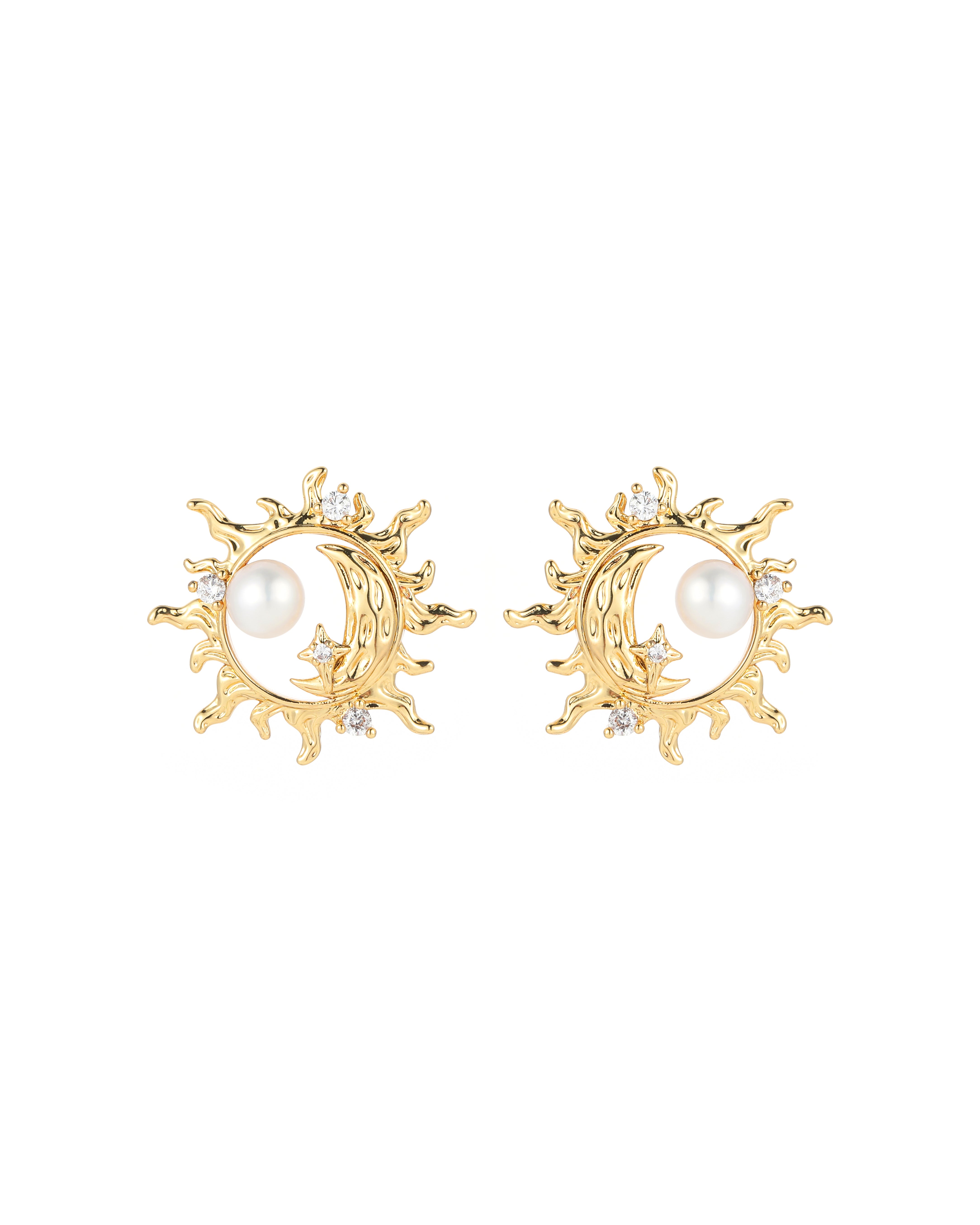 Sun & Moon Stud Earrings