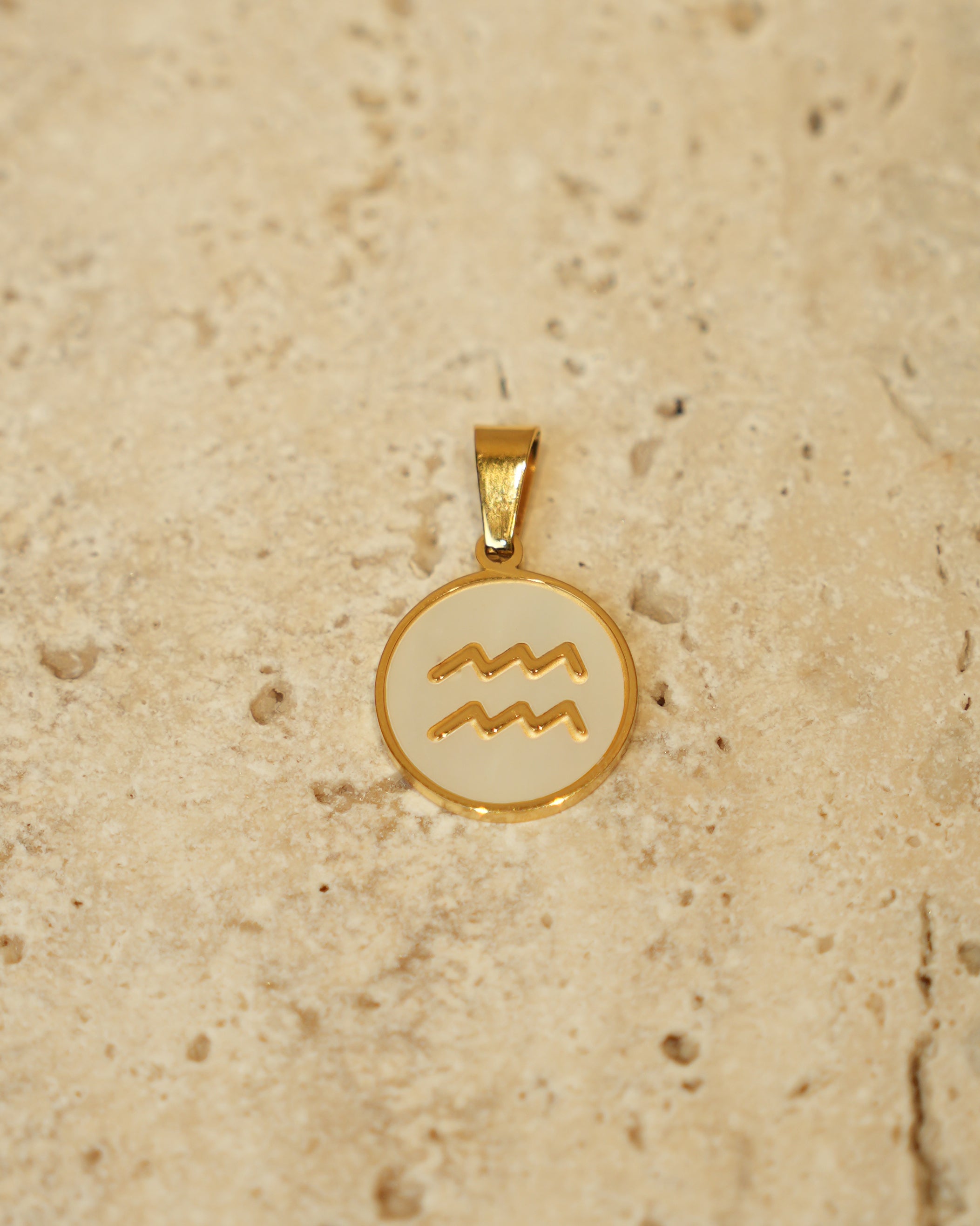 Aquarius Zodiac Mother of Pearl Charm