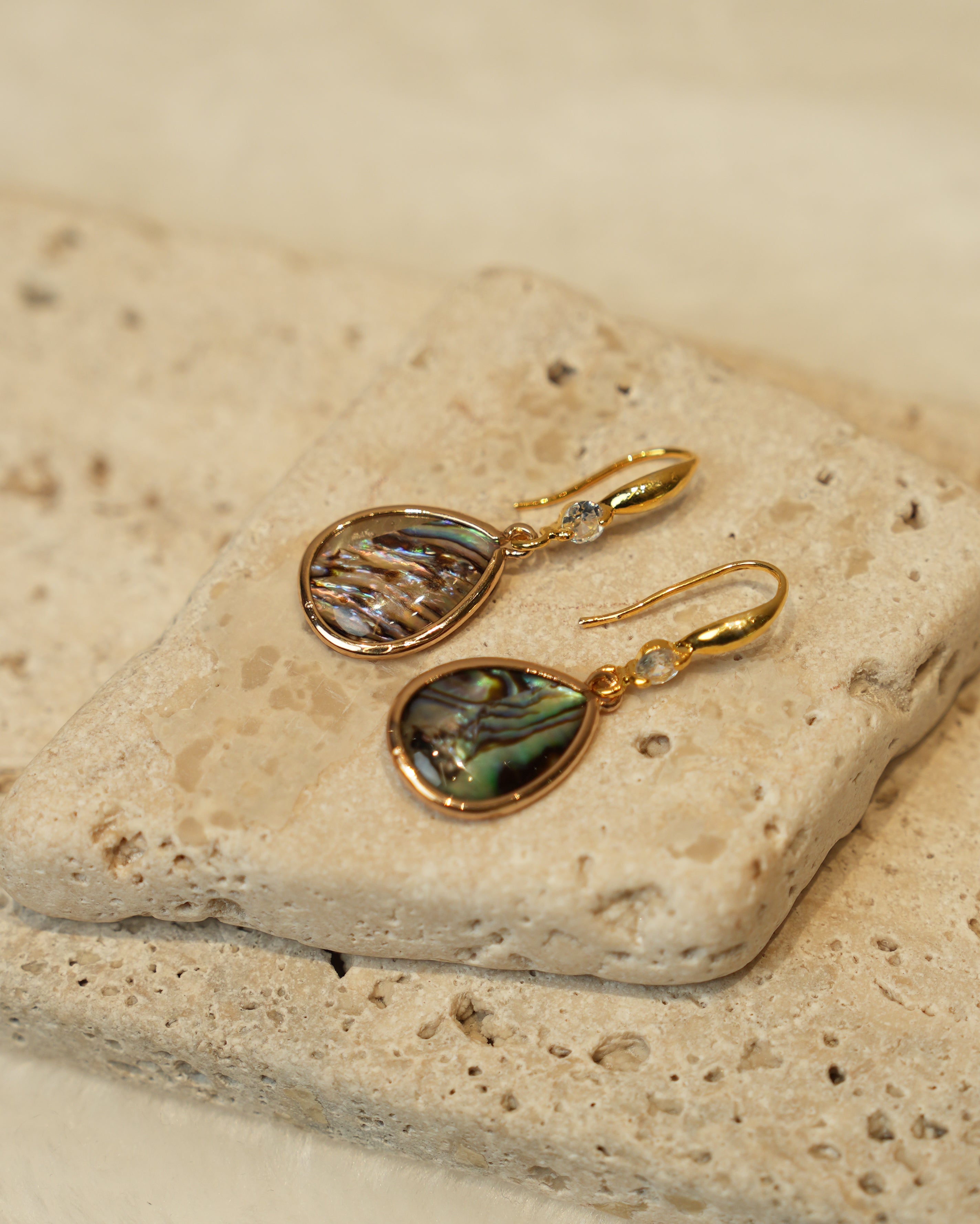 Iridescent Natural Shell Drop Earrings