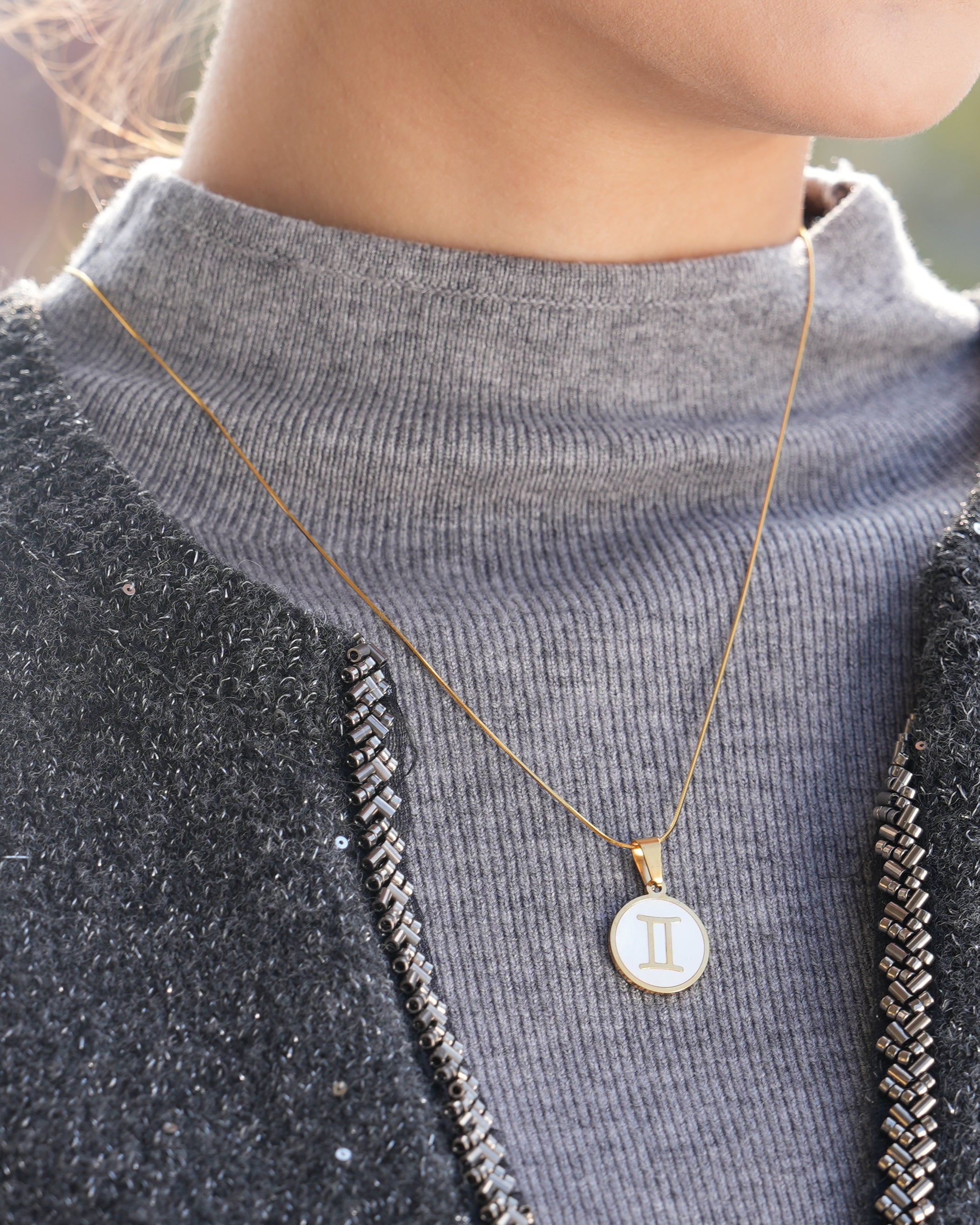 Gemini Zodiac Mother of Pearl Charm