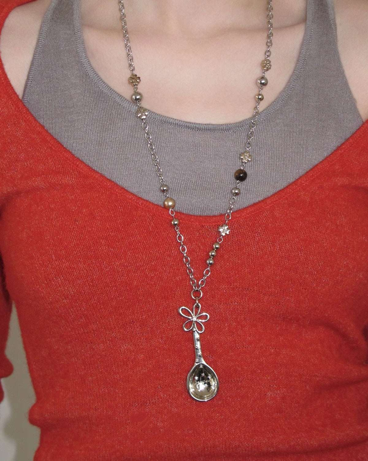 Teaspoon Beaded Chain Necklace