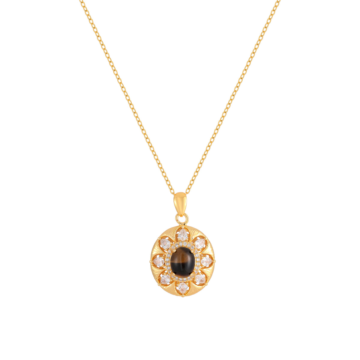 Vintage Tiger's Eye & Zircon Necklace