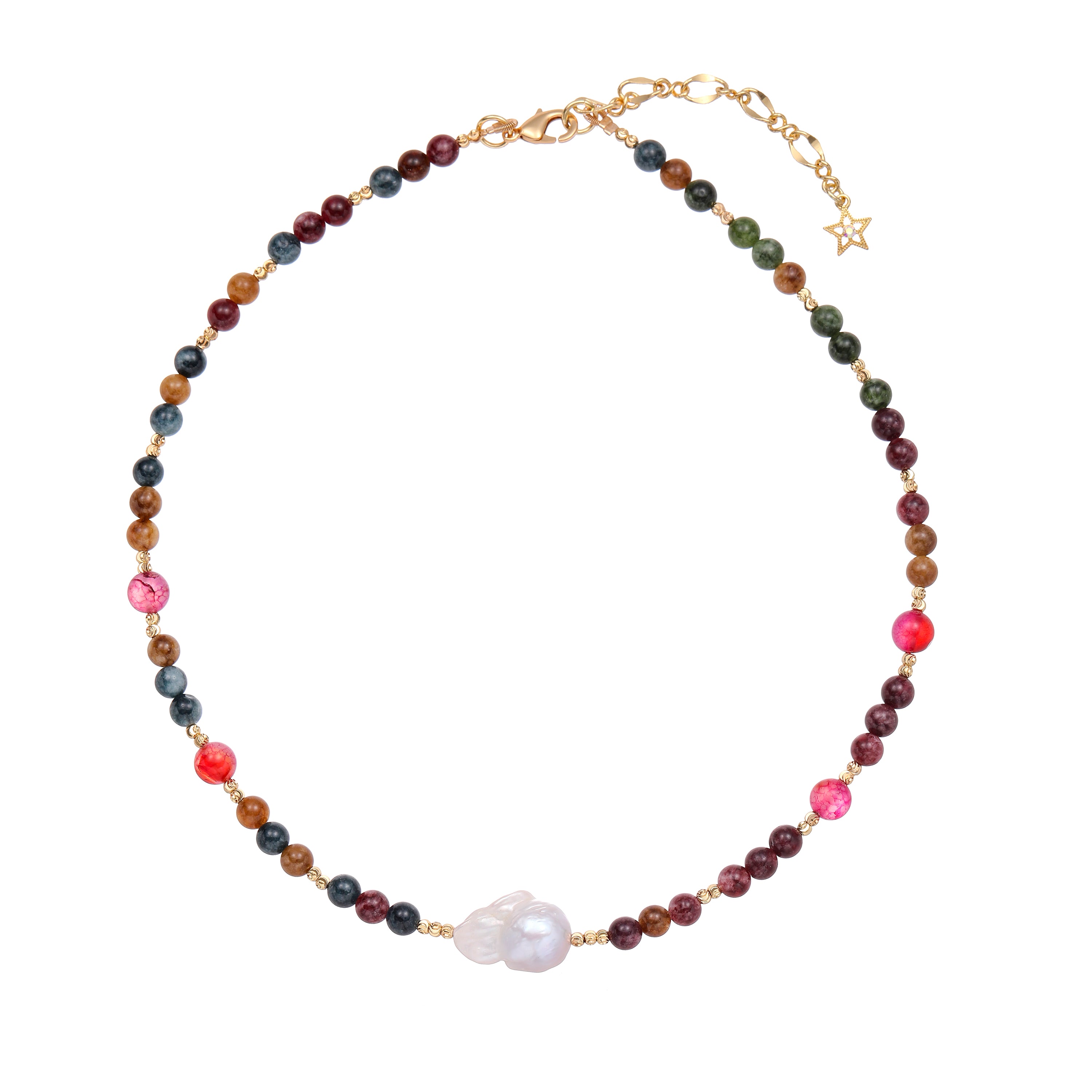 Dopamine Vintage Pearl & Multi-Stone Necklace