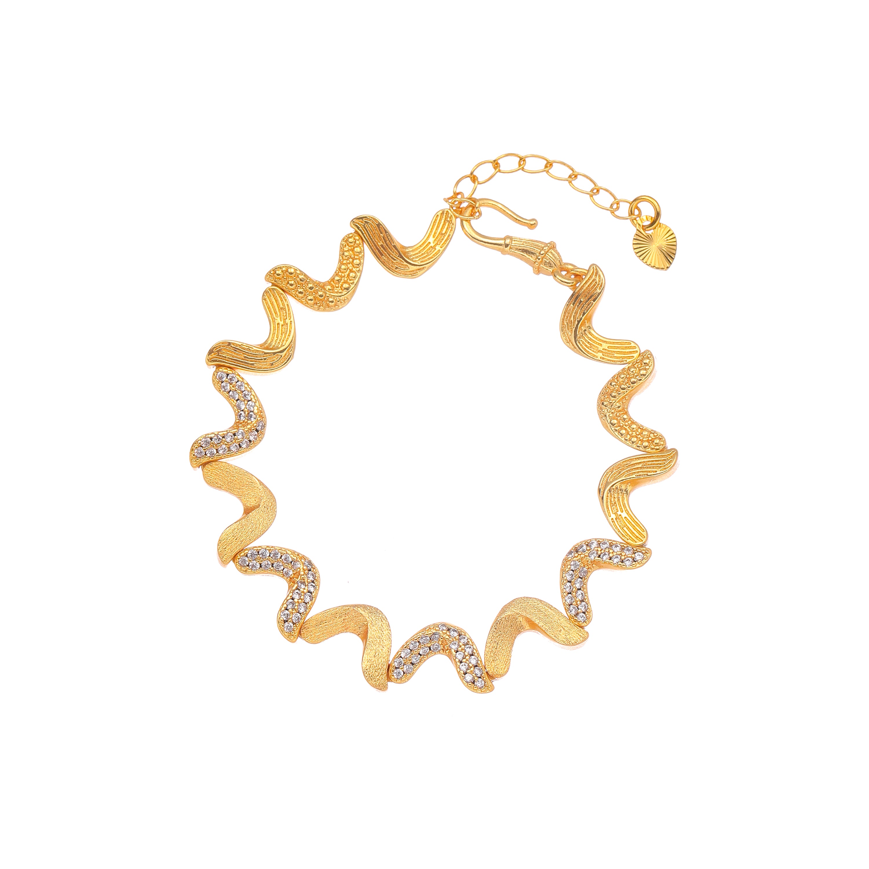Brushed Gold Vintage Spiral Bracelet with Rhinestones