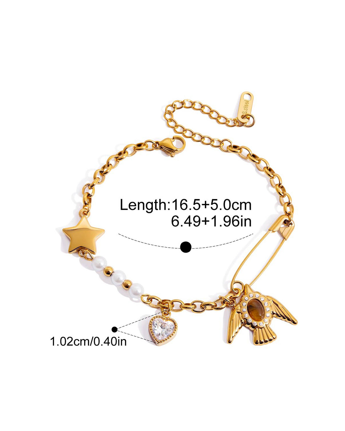 Dove & Tiger's Eye Multi-Charm Bracelet