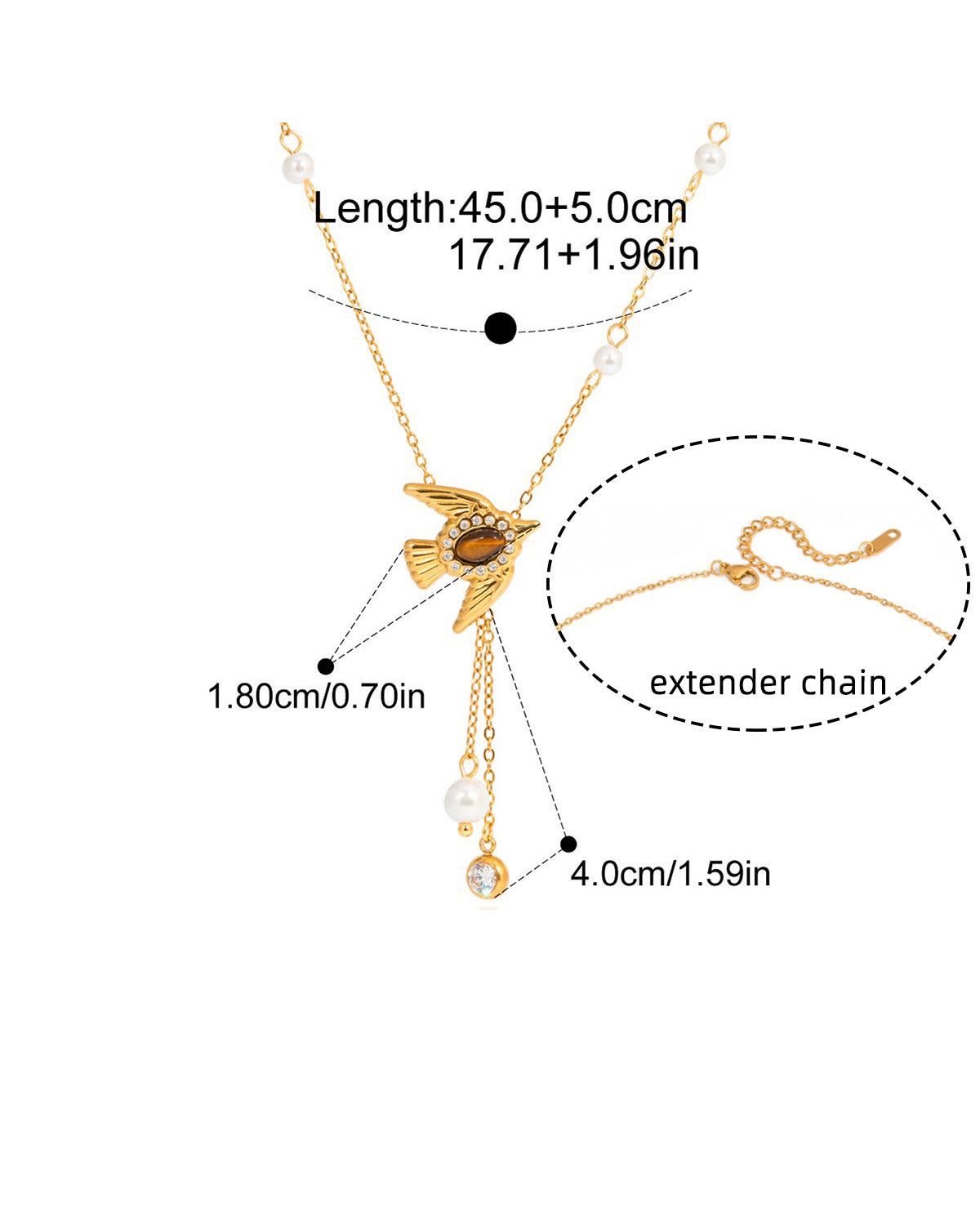 Pearl & Dove Tiger's Eye Y-Necklace