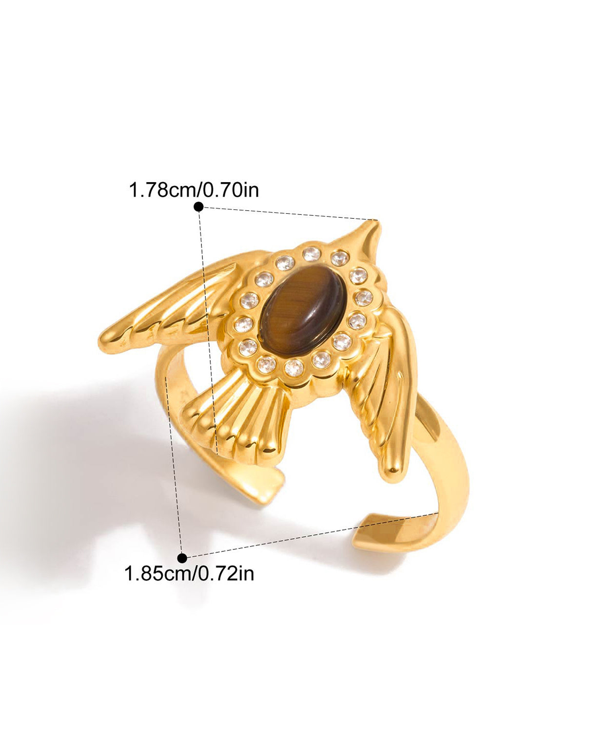 Dove & Tiger's Eye Open Ring