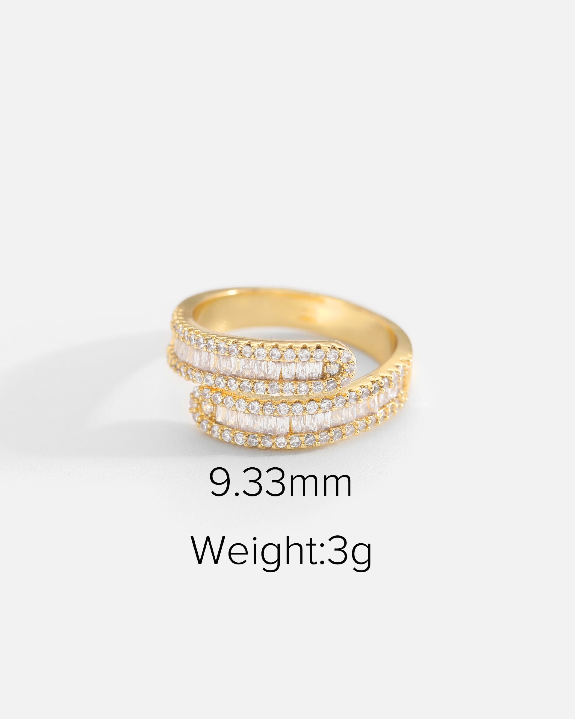 Triple-Row Zirconia Adjustable Ring