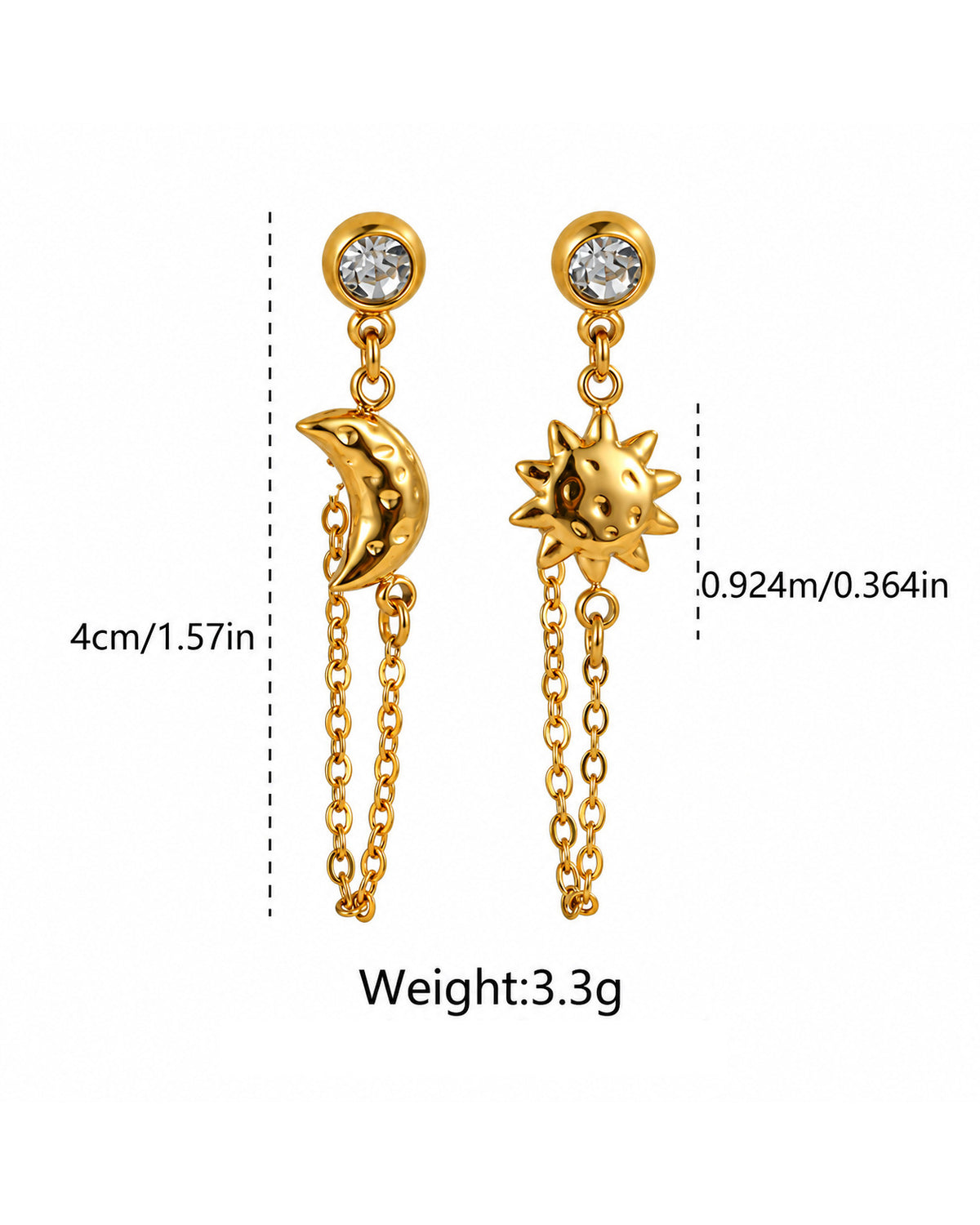 Sun and Moon Drop Earrings
