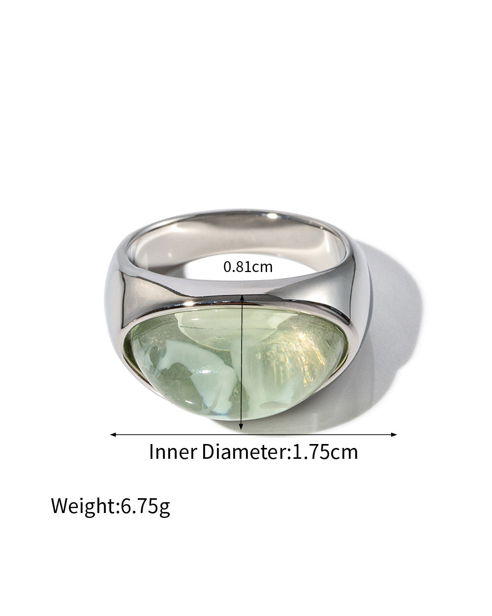 Mint Green Resin Stainless Steel Ring