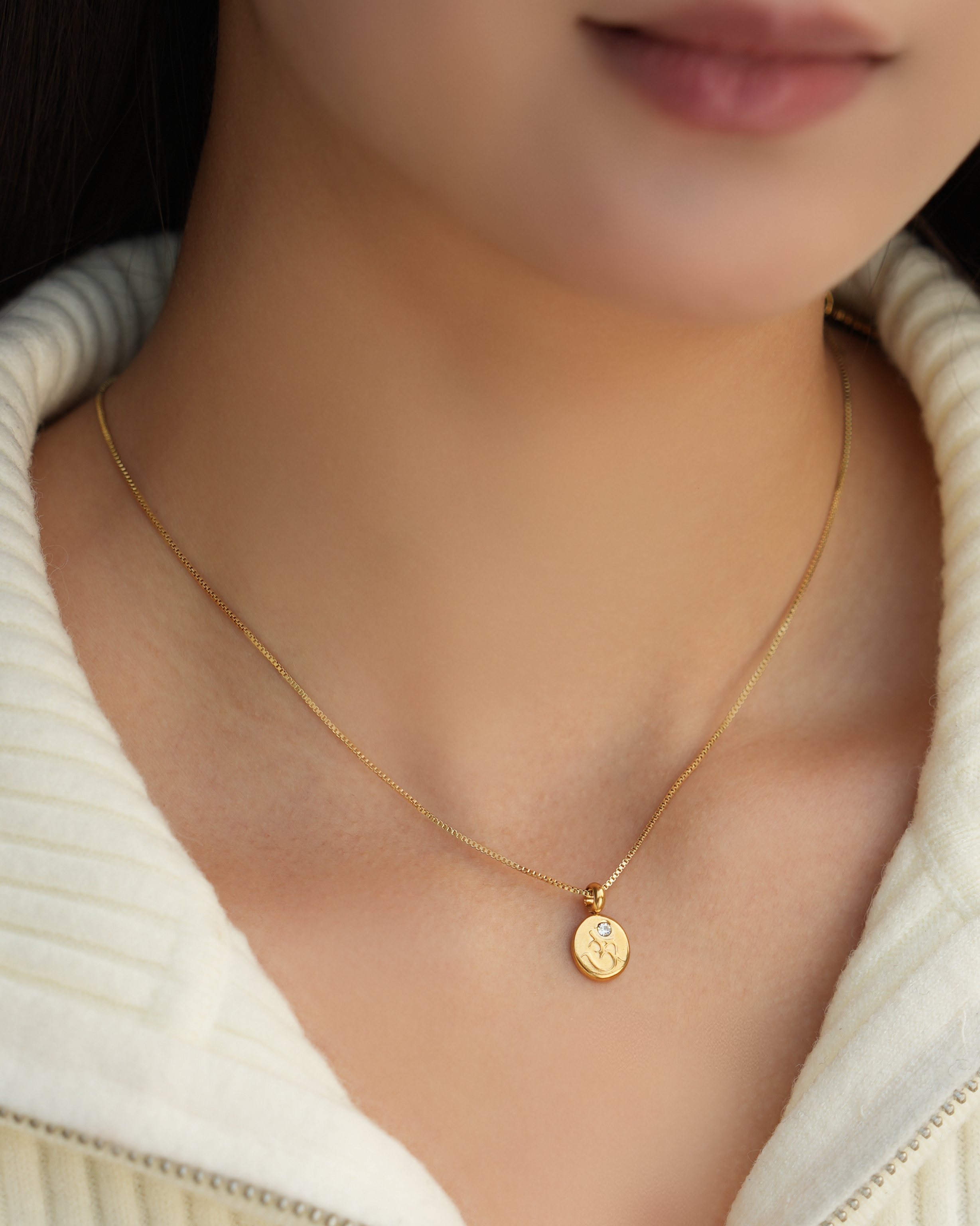 "Om" Sacred Symbol & Zircon Amulet