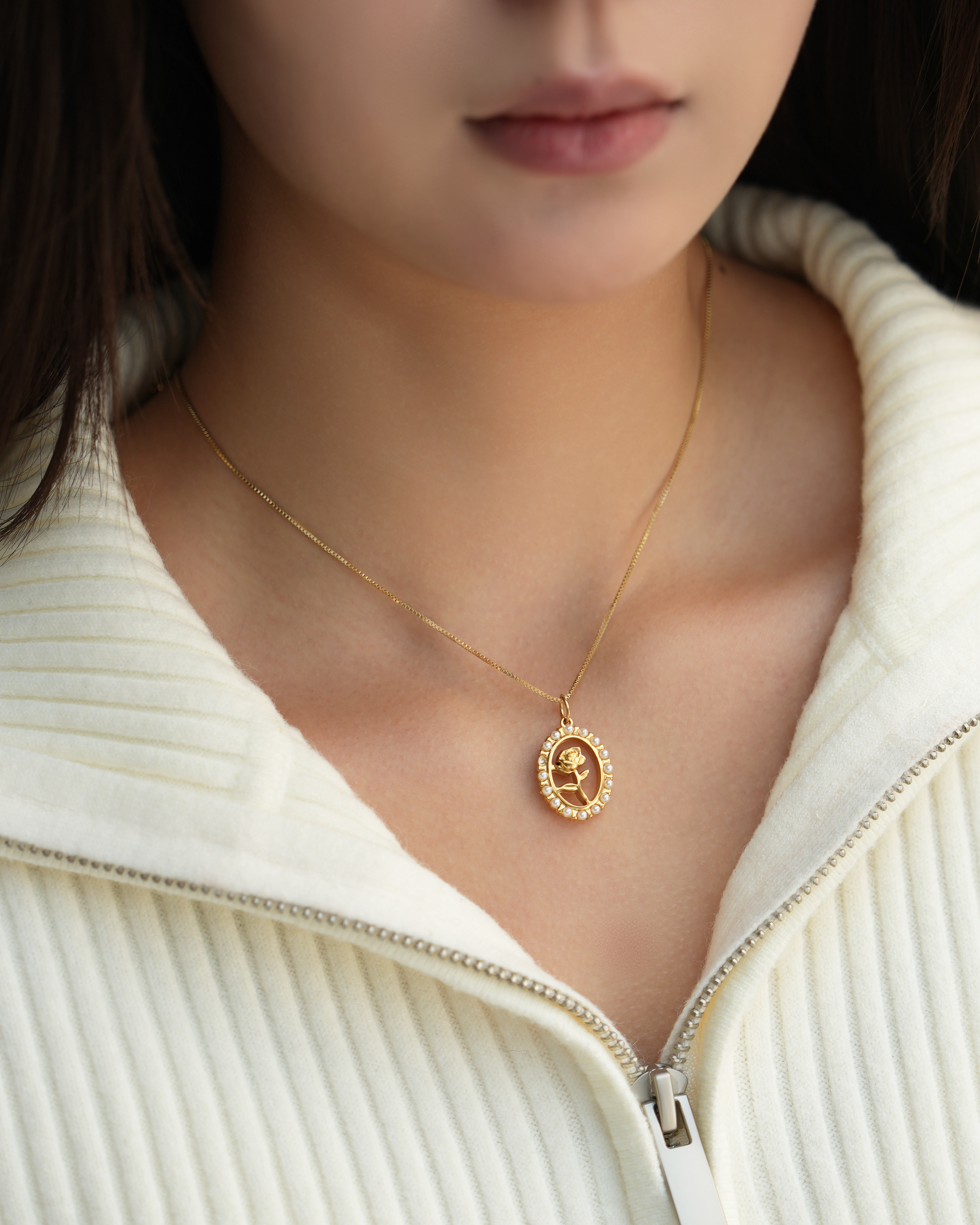 Sacred Rose & Pearl Pendant