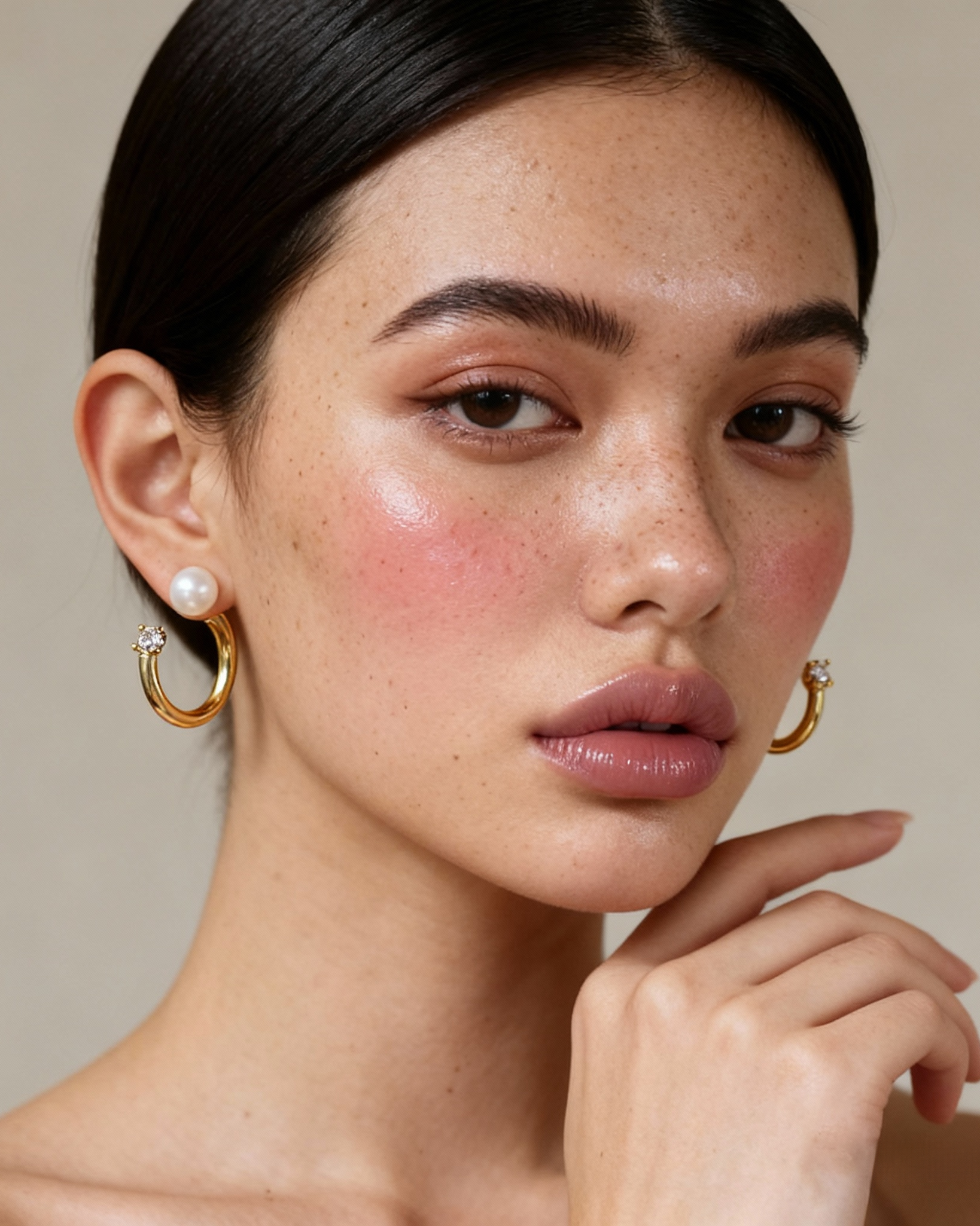 YUHE Simple Pearl Hoop Earrings