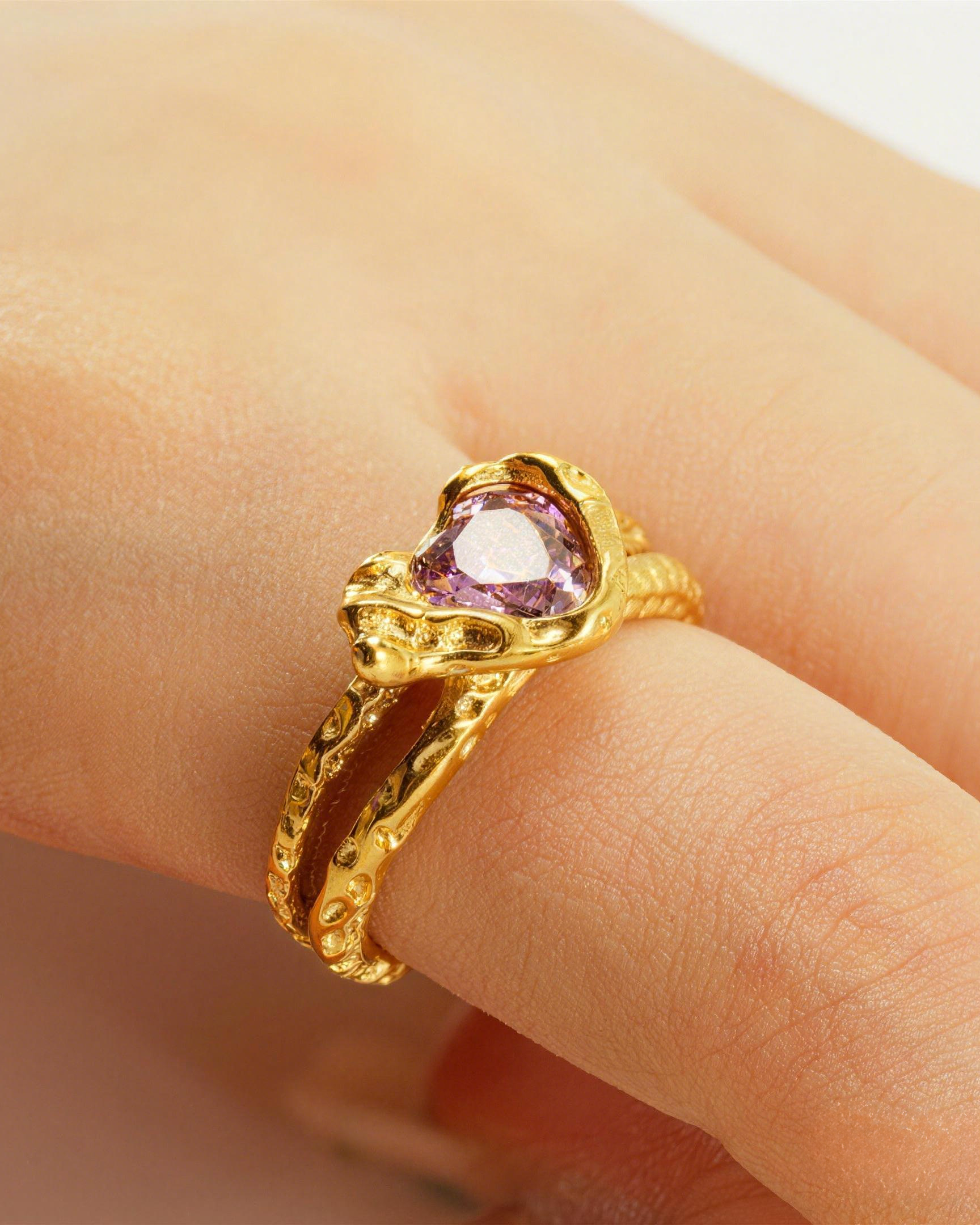 Pink Zircon Open Ring