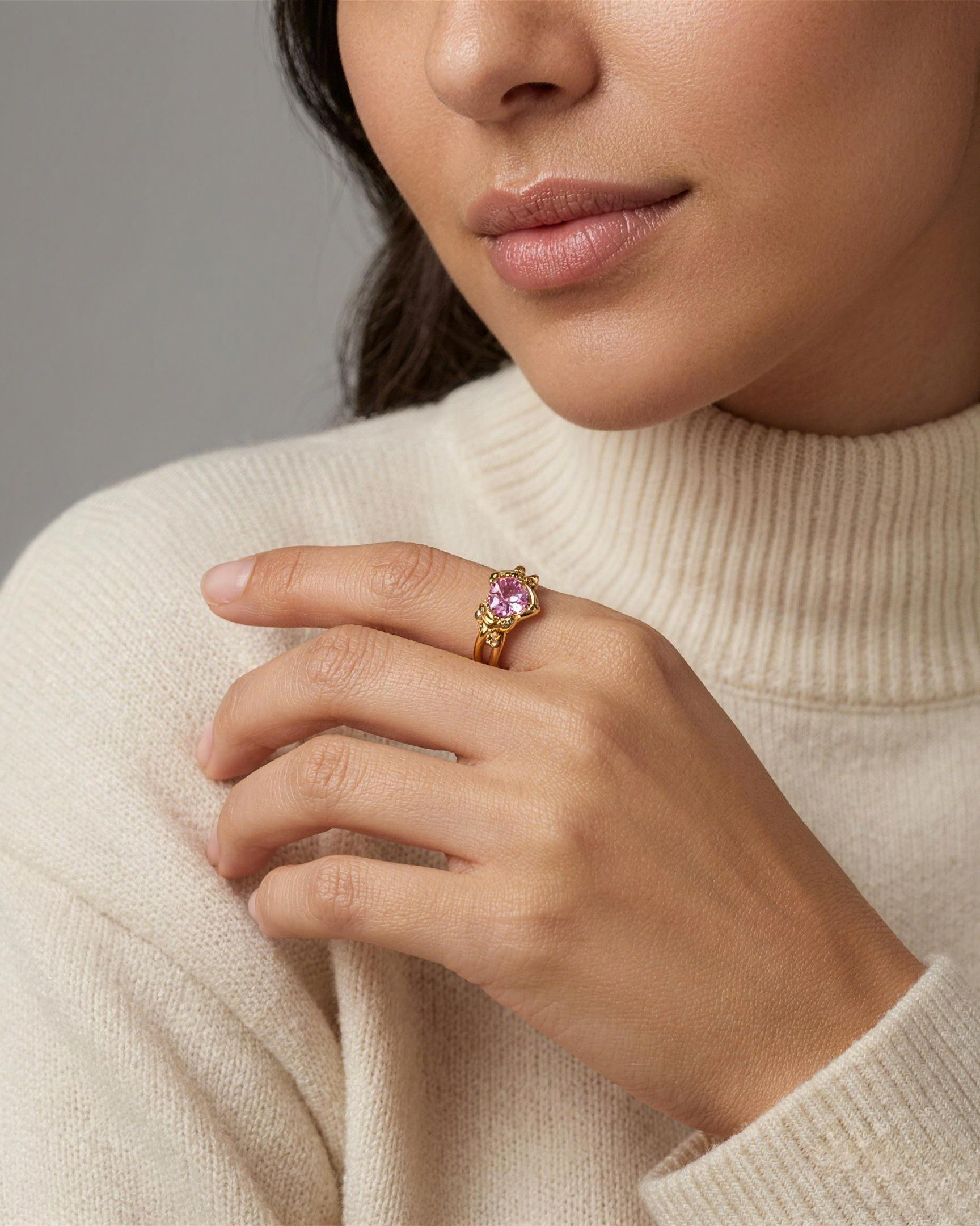 Pink Zircon Open Ring