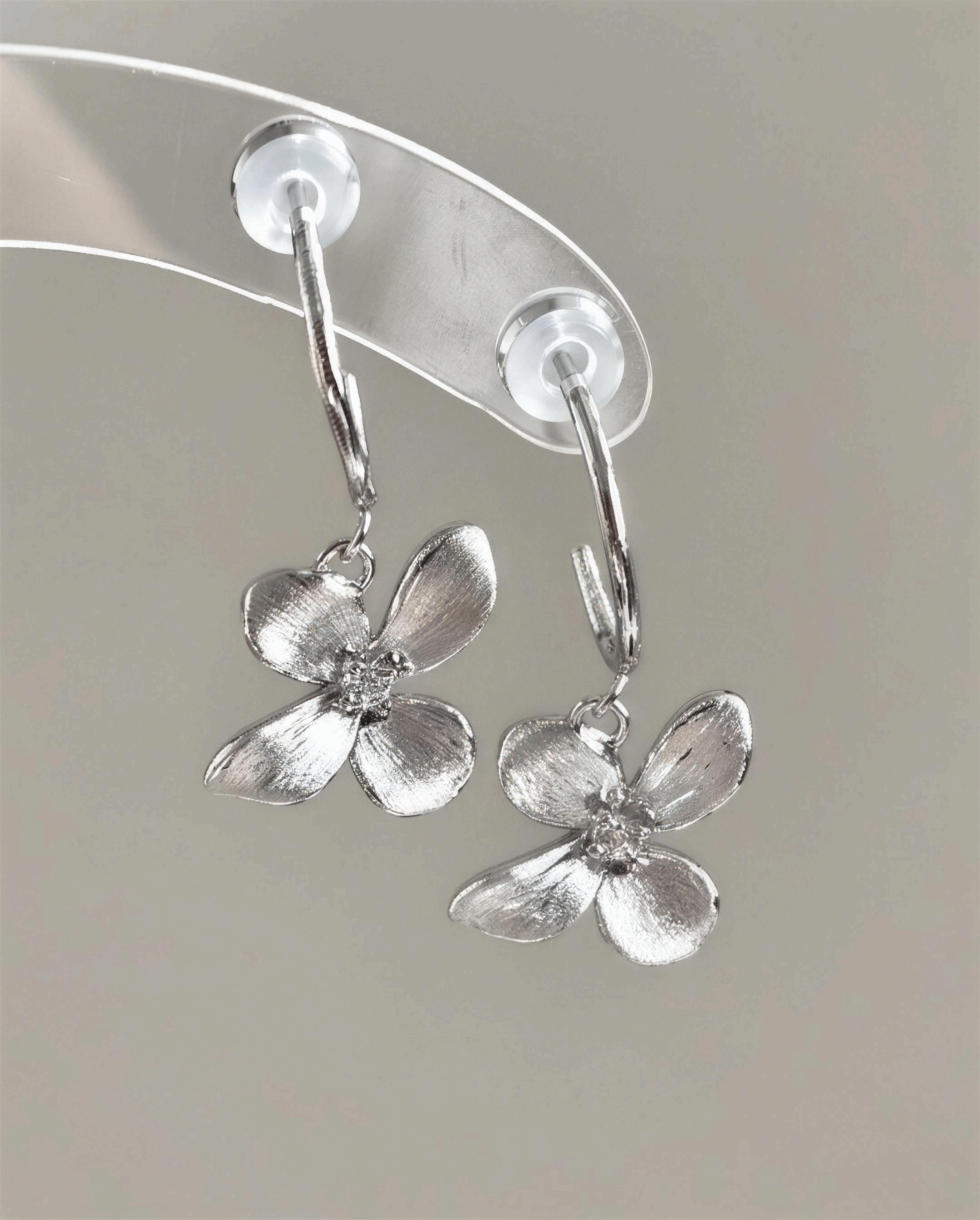 Brushed Flower Drop Earrings