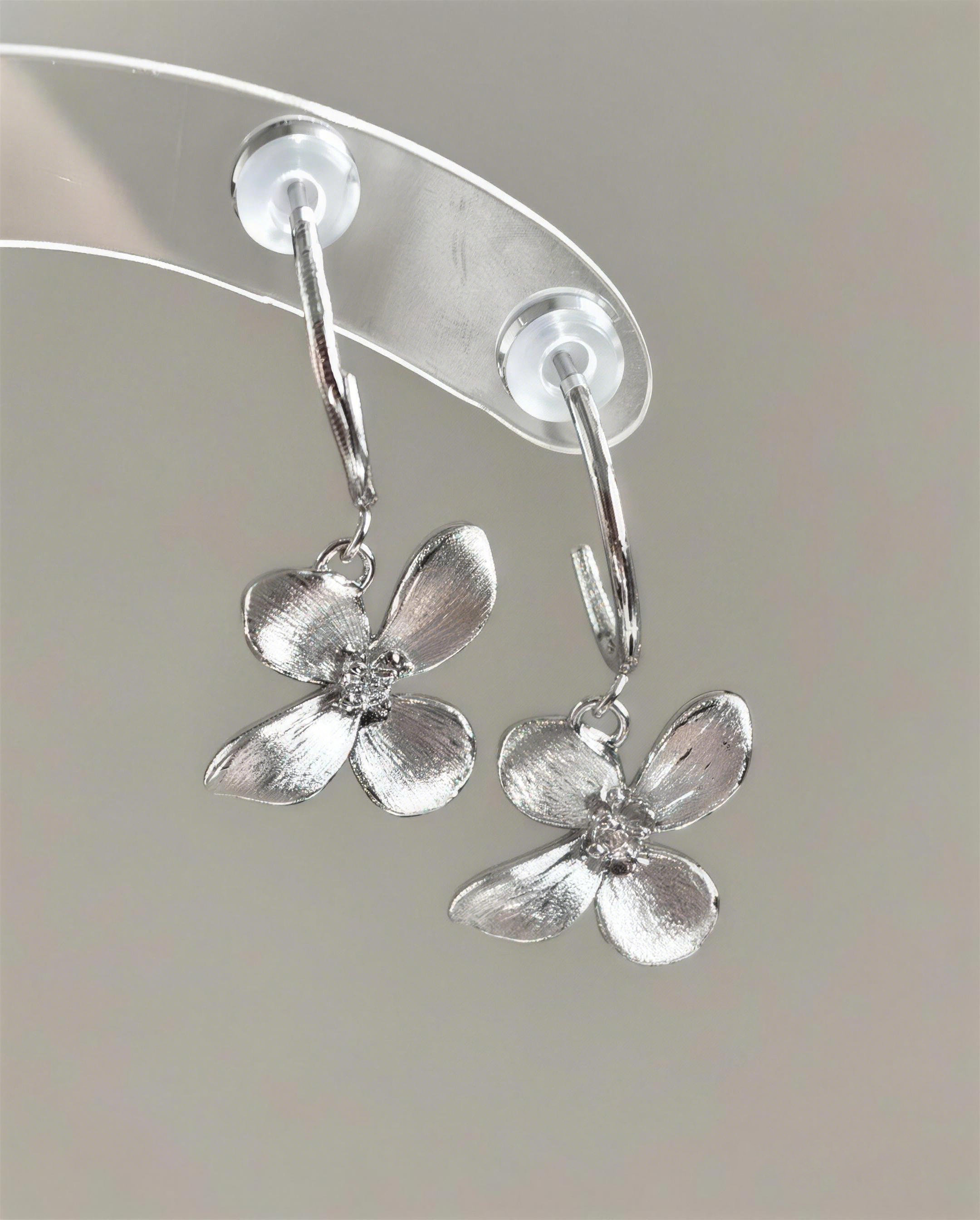 Brushed Flower Drop Earrings