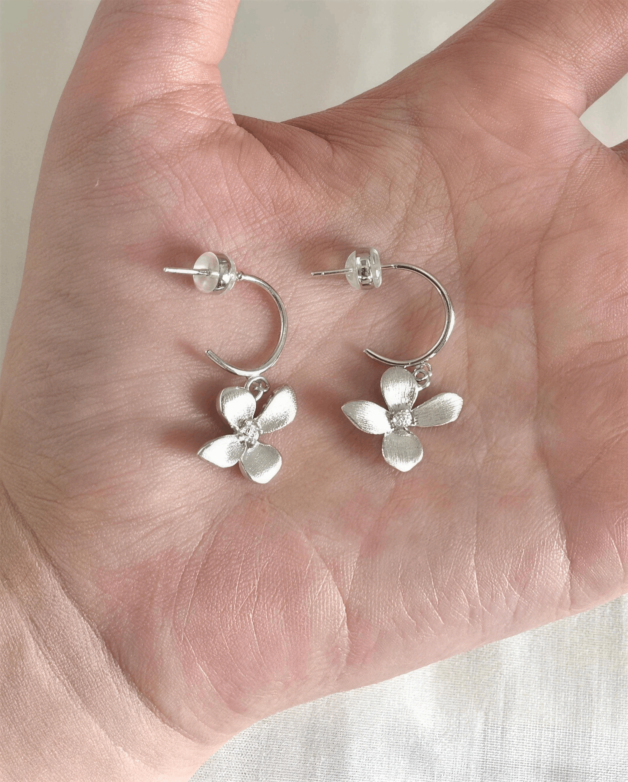 Brushed Flower Drop Earrings