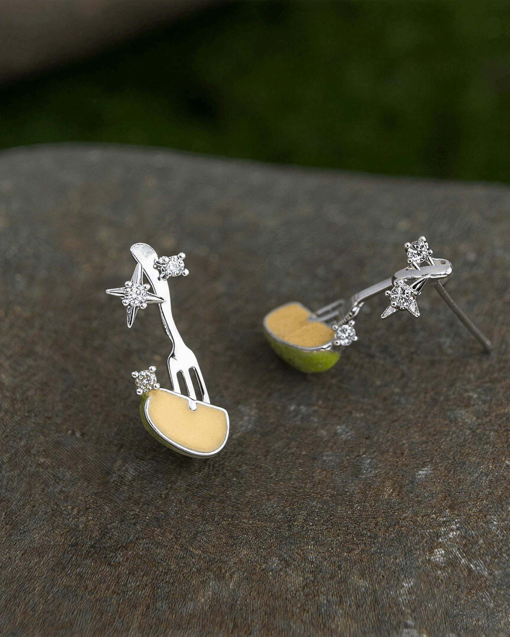 Harvest Picnic Fork & Apple Stud Earrings