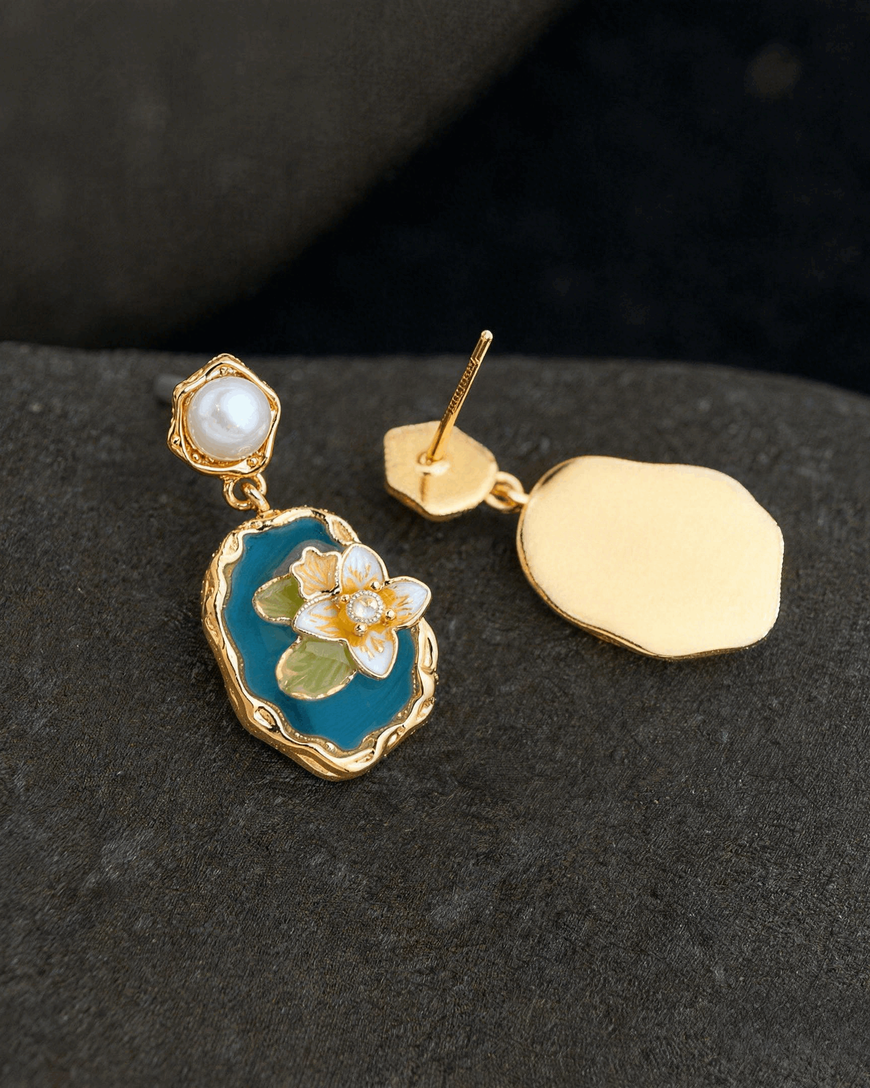 Enamel Flower Drop Earrings